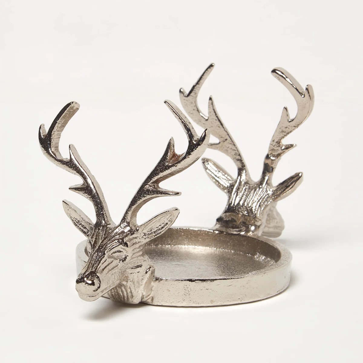 Silver Reindeer Double Stag Candle Holder - Silver – image 4
