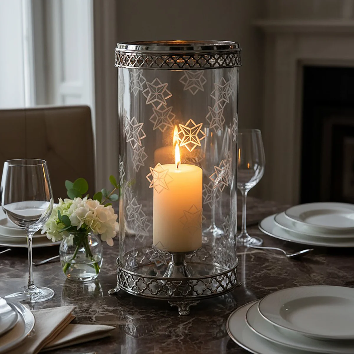 Fizzah Hurricane Candle Holder with Nickel Finish - Silver – image 1