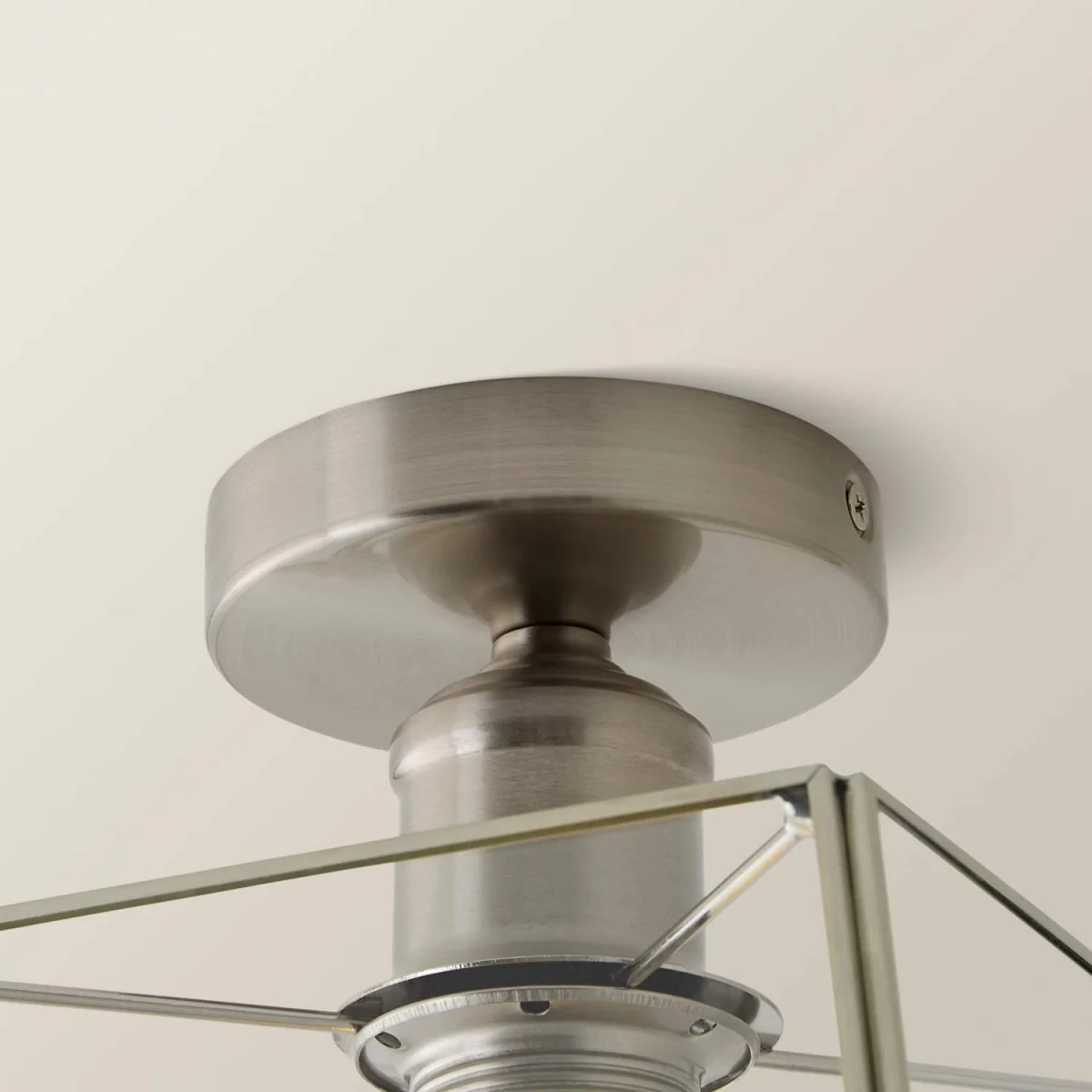 Susie Glass Lantern Lamp Shade Flush Ceiling Fitting Light - Brushed Chrome / 18cm – image 5