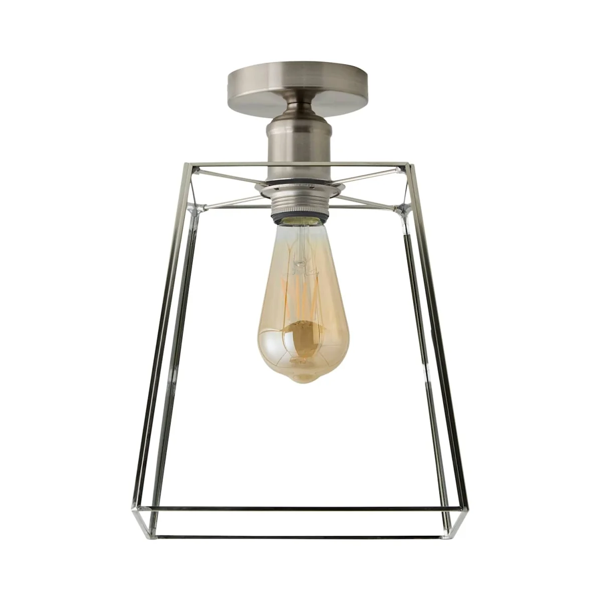 Susie Glass Lantern Lamp Shade Flush Ceiling Fitting Light - Brushed Chrome / 18cm – image 6