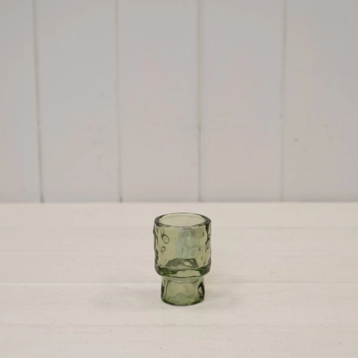 Small Vintage Green Textured Candle Holder - Green – image 2