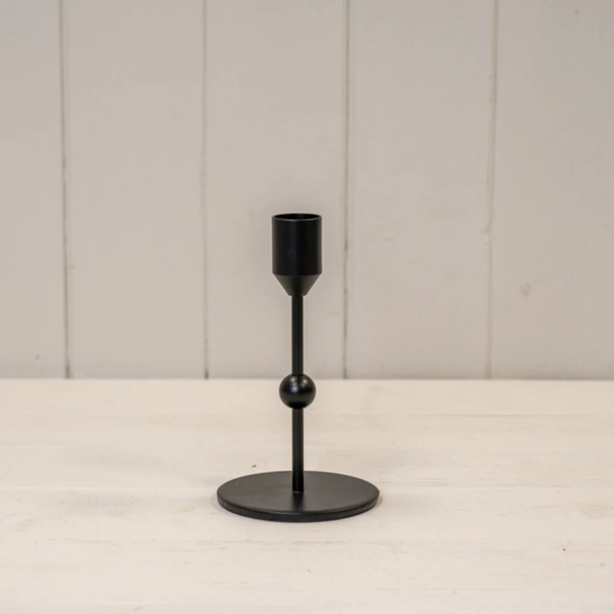Small Black Single Candle Holder with Ball Detail - Black – image 2