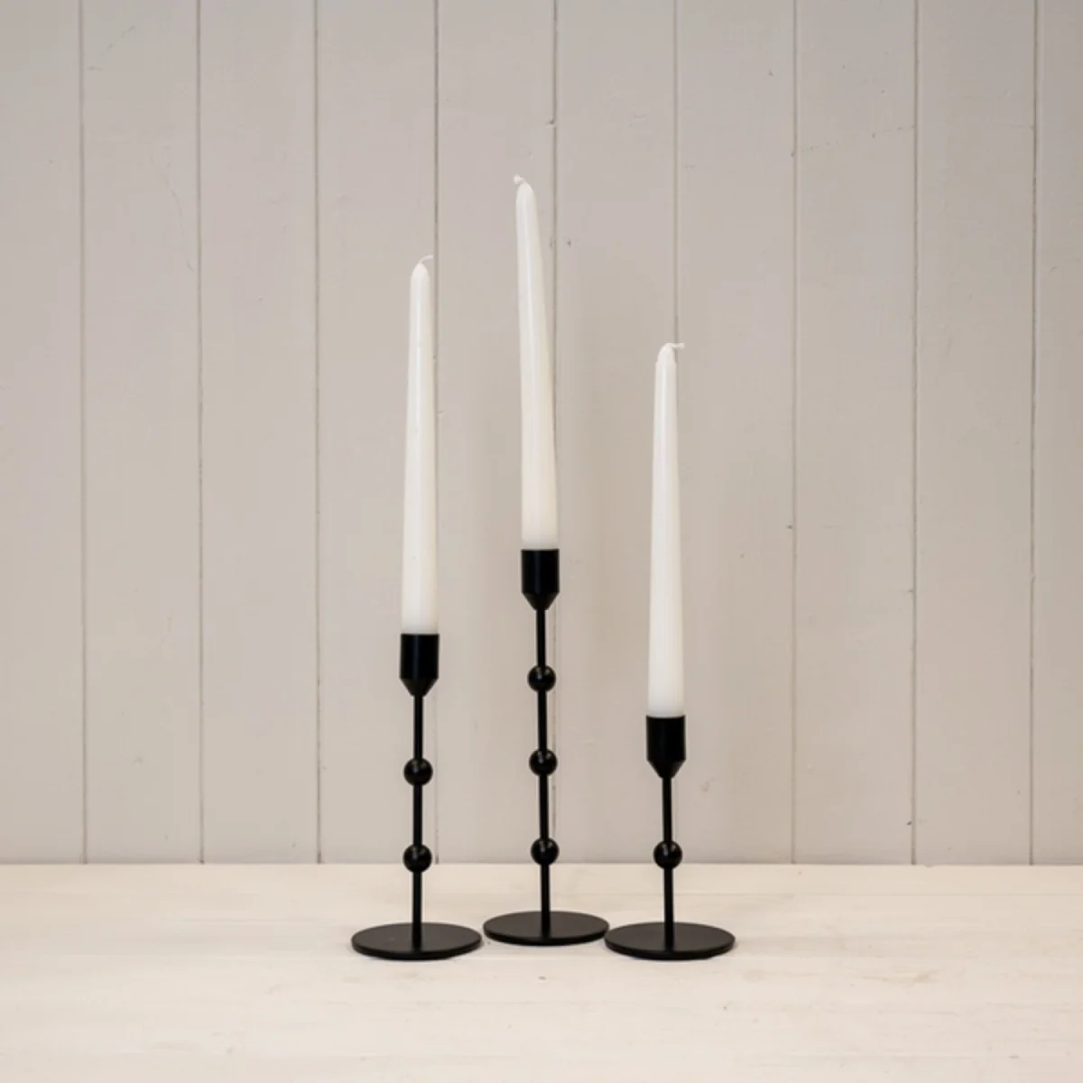 Small Black Single Candle Holder with Ball Detail - Black – image 3