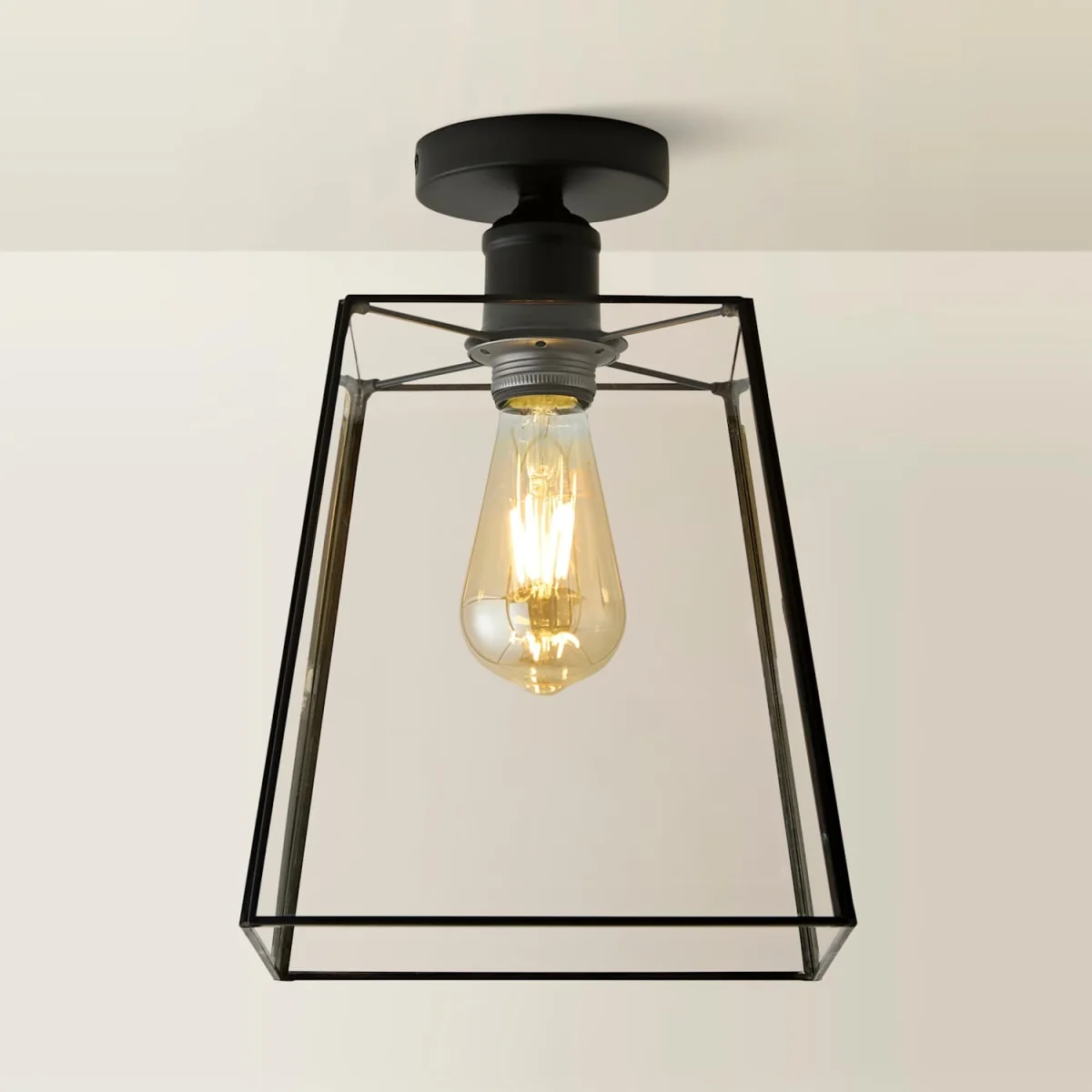 Susie Glass Lantern Lamp Shade Flush Ceiling Fitting Light - Black / 0 – image 2