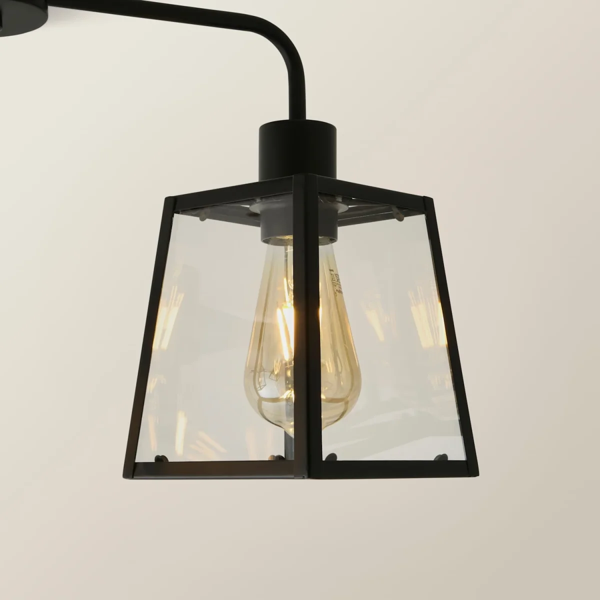 Susie 3 Arm Glass Lantern Ceiling Light - Brushed Chrome / Yes - Black – image 5