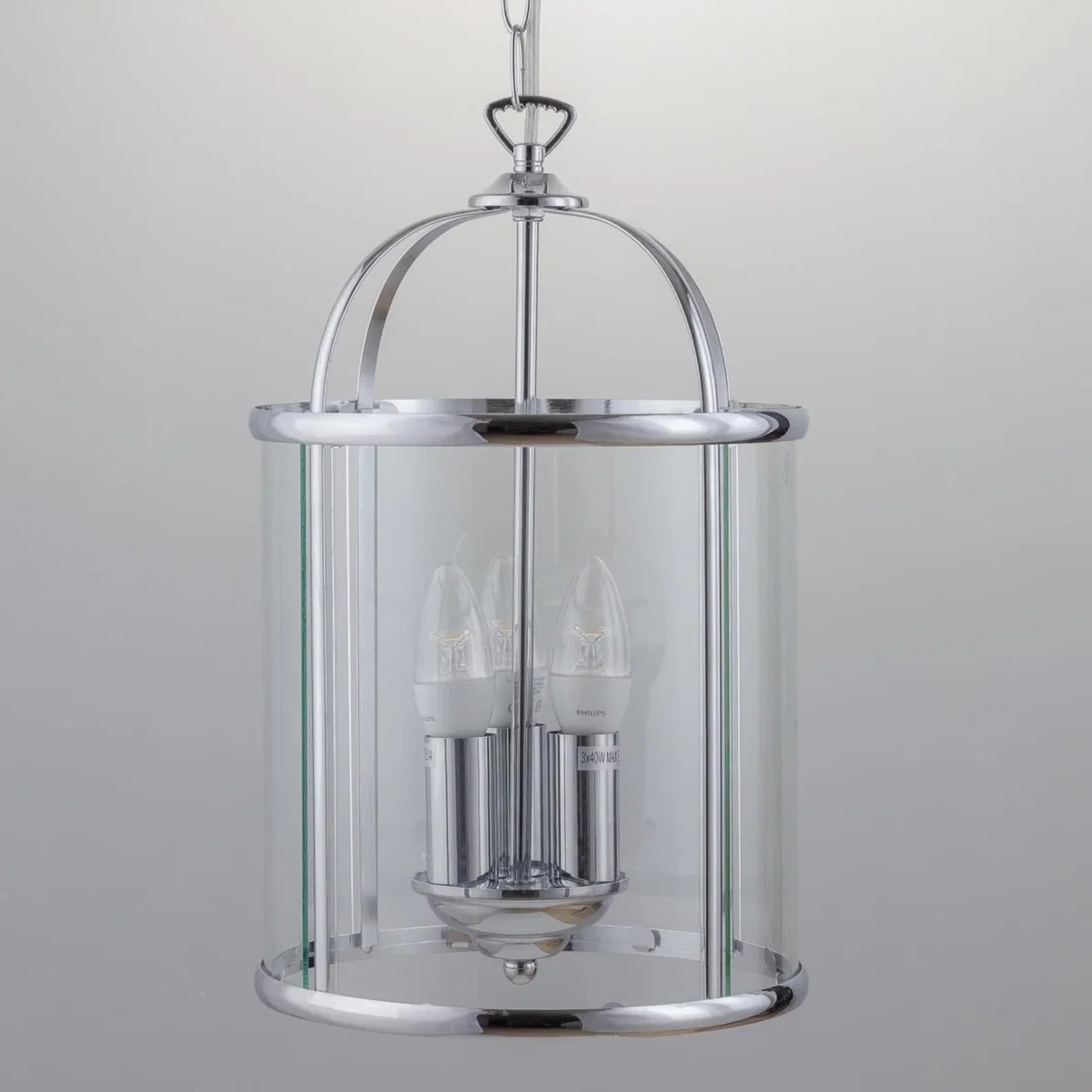 Set Of 2 Polished Chrome Lantern Pendants - Chrome & Clear – image 2