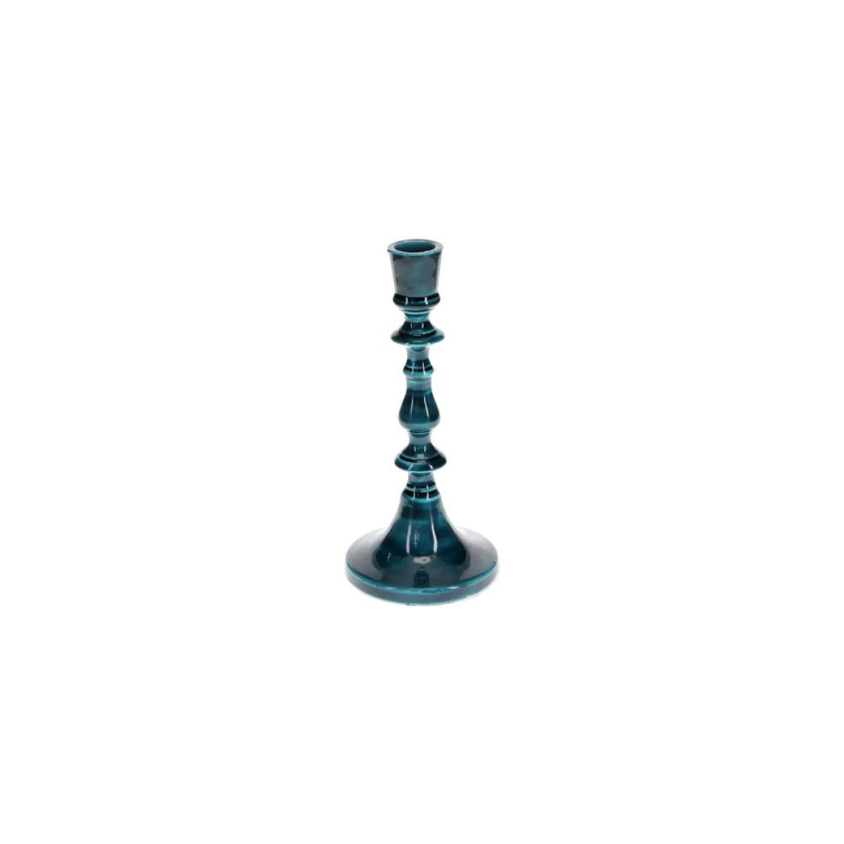 Deep Blue Enamel Cast Style Candlestick Holder - 2 Sizes Available – image 2