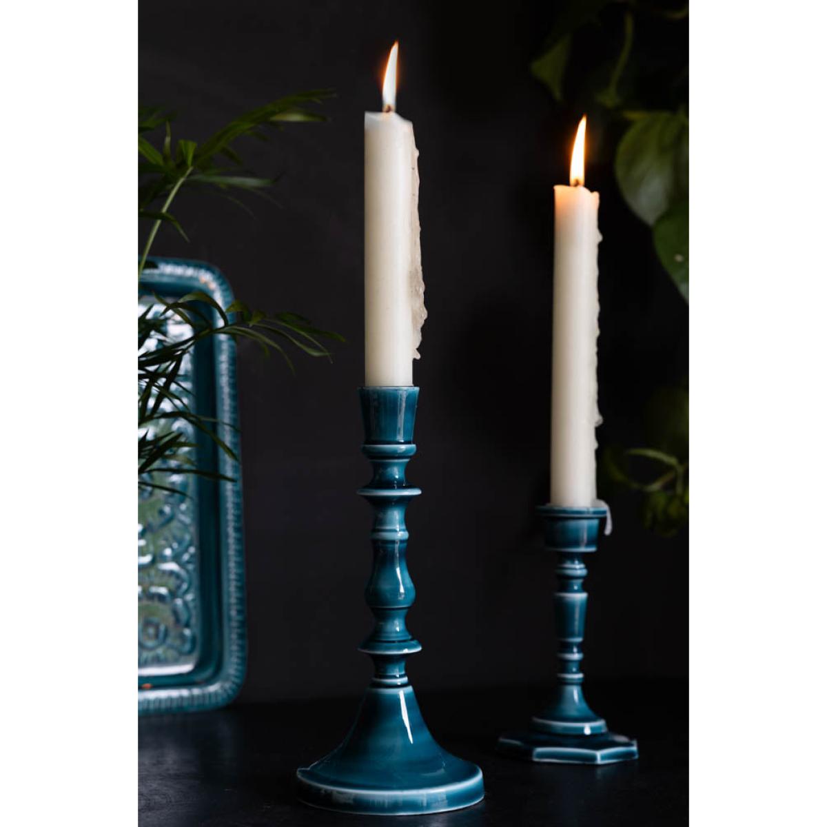 Deep Blue Enamel Cast Style Candlestick Holder - 2 Sizes Available – image 7