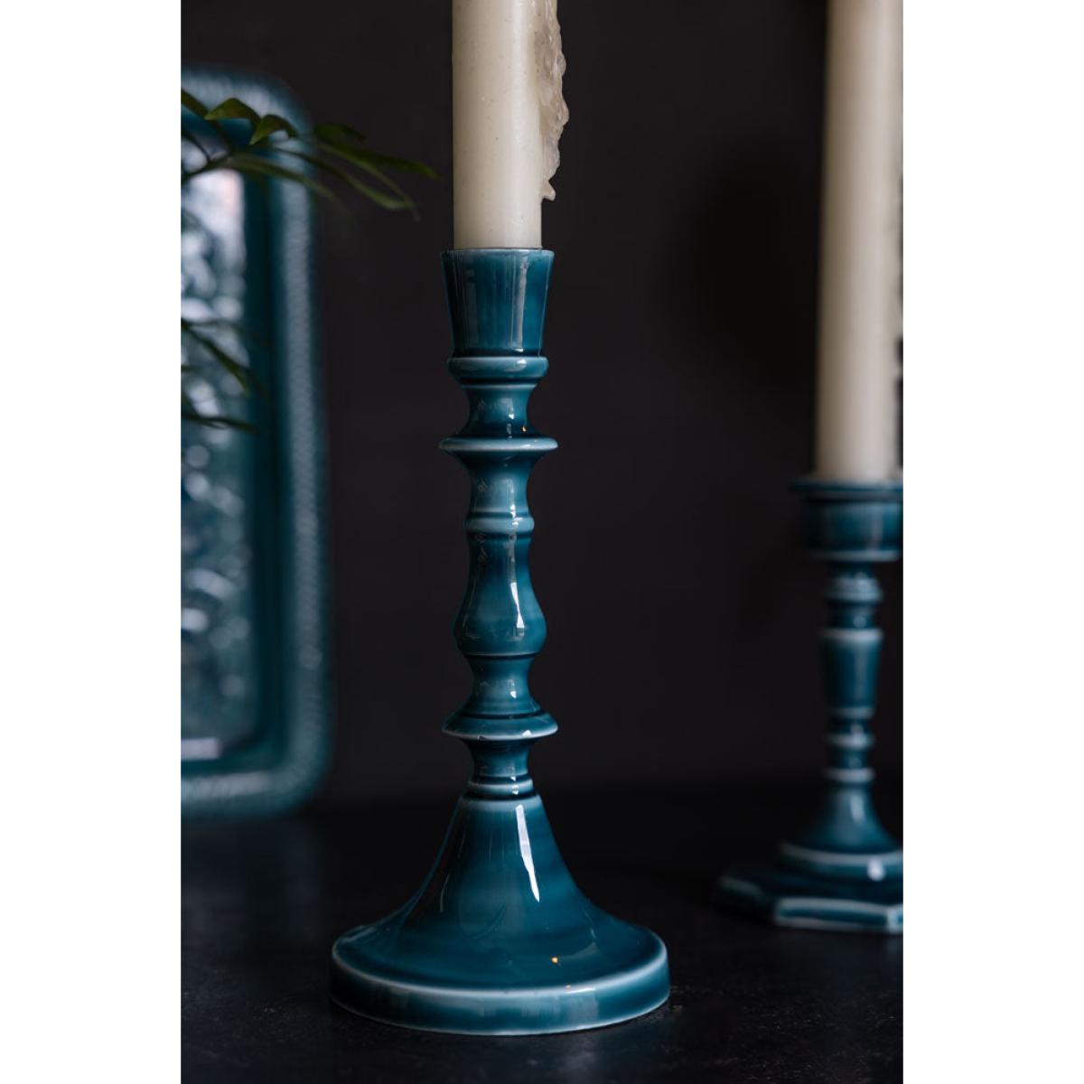 Deep Blue Enamel Cast Style Candlestick Holder - 2 Sizes Available – image 8