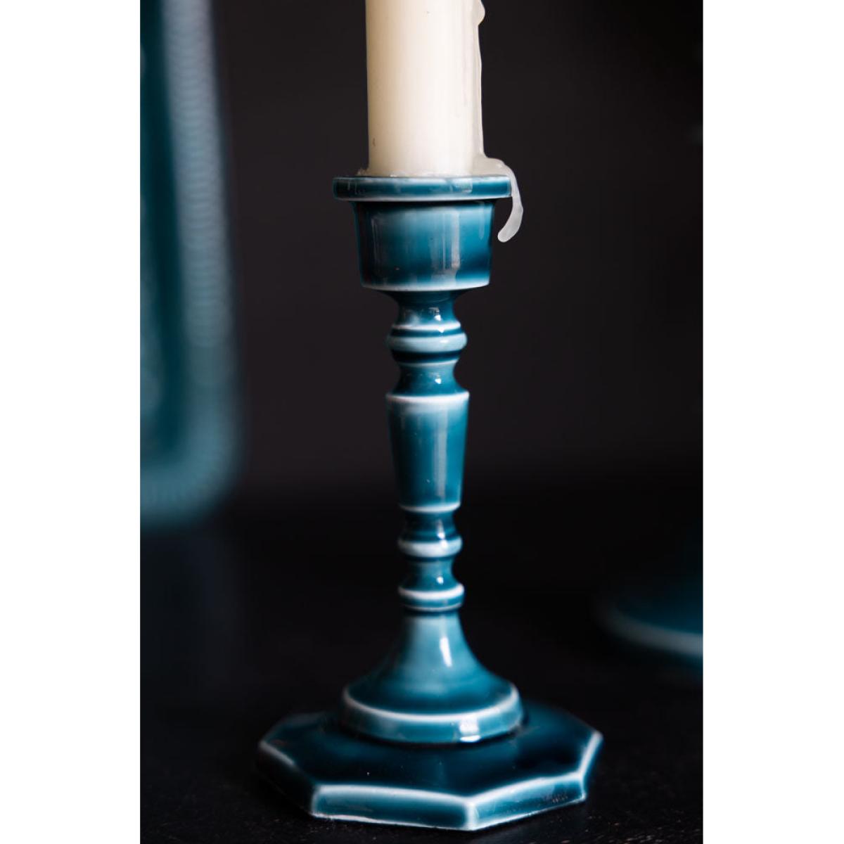 Deep Blue Enamel Cast Style Candlestick Holder - 2 Sizes Available – image 9