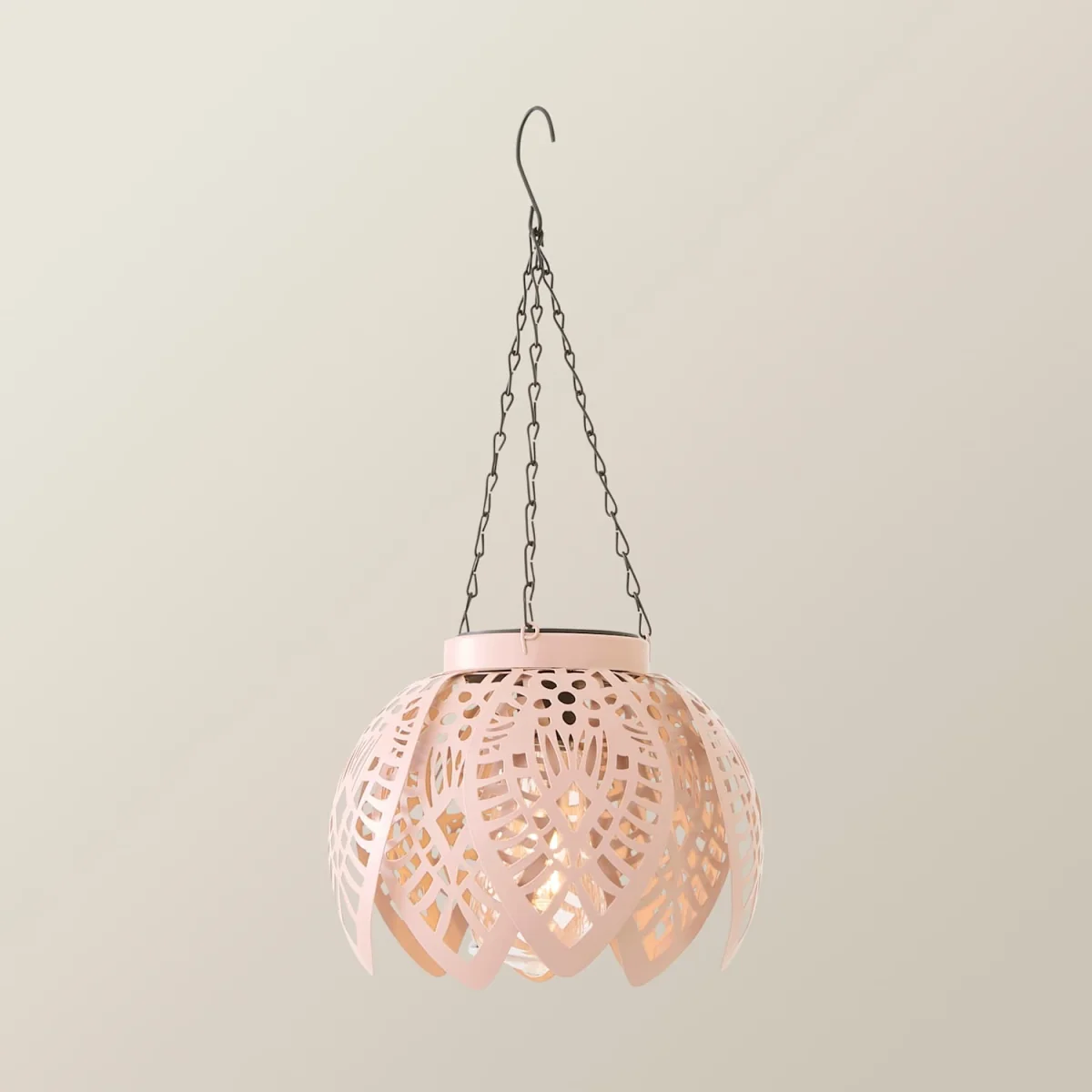 Artichoke Pastel Solar Hanging Decorative Outdoor Garden Lantern Light - Powder Blue - Blush Pink – image 2