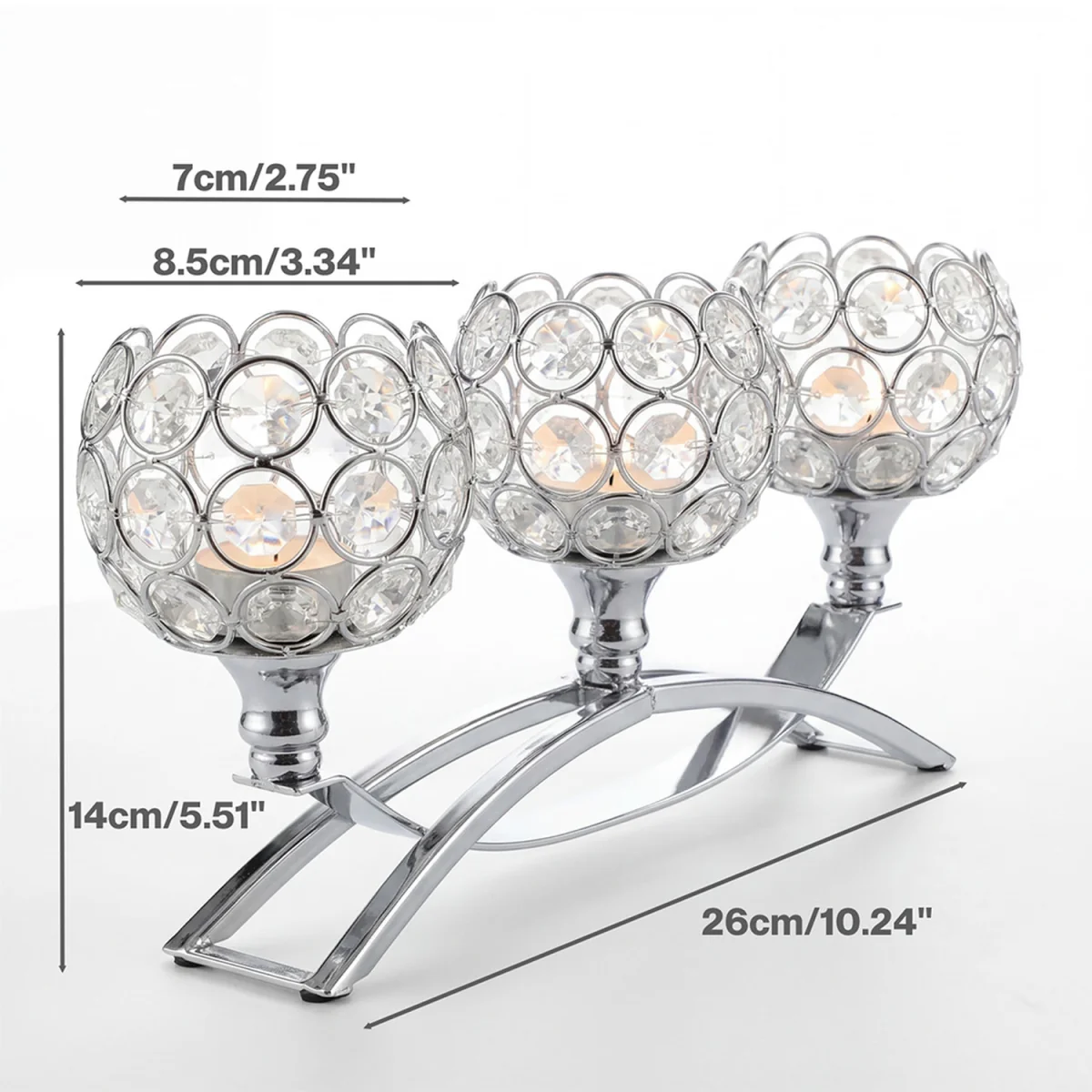 Candle Holders Silver Arch Crystal Decoration Tealight Candlestick - Silver – image 3