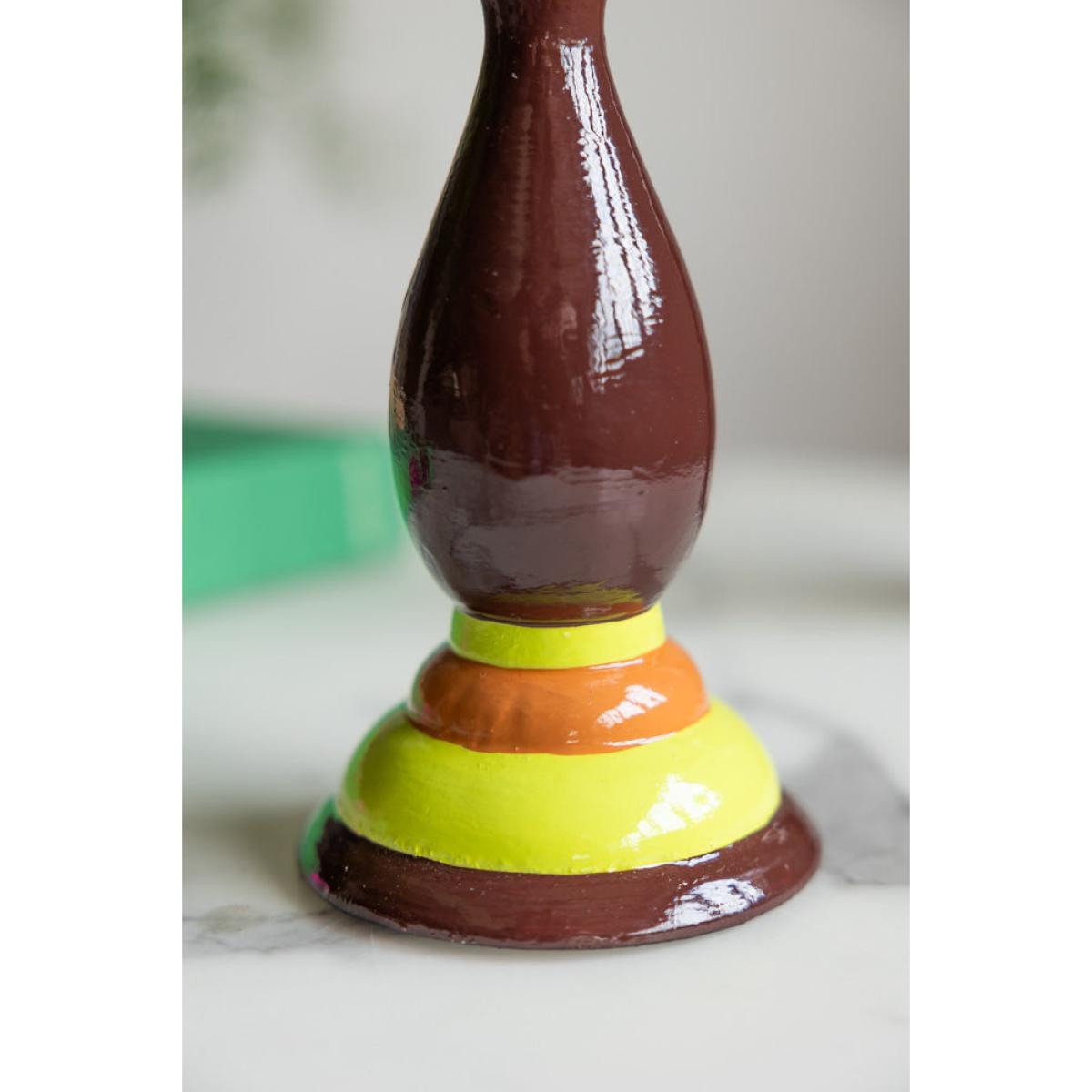 Colourful Candlestick Holder in Chocolate & Orange – image 5