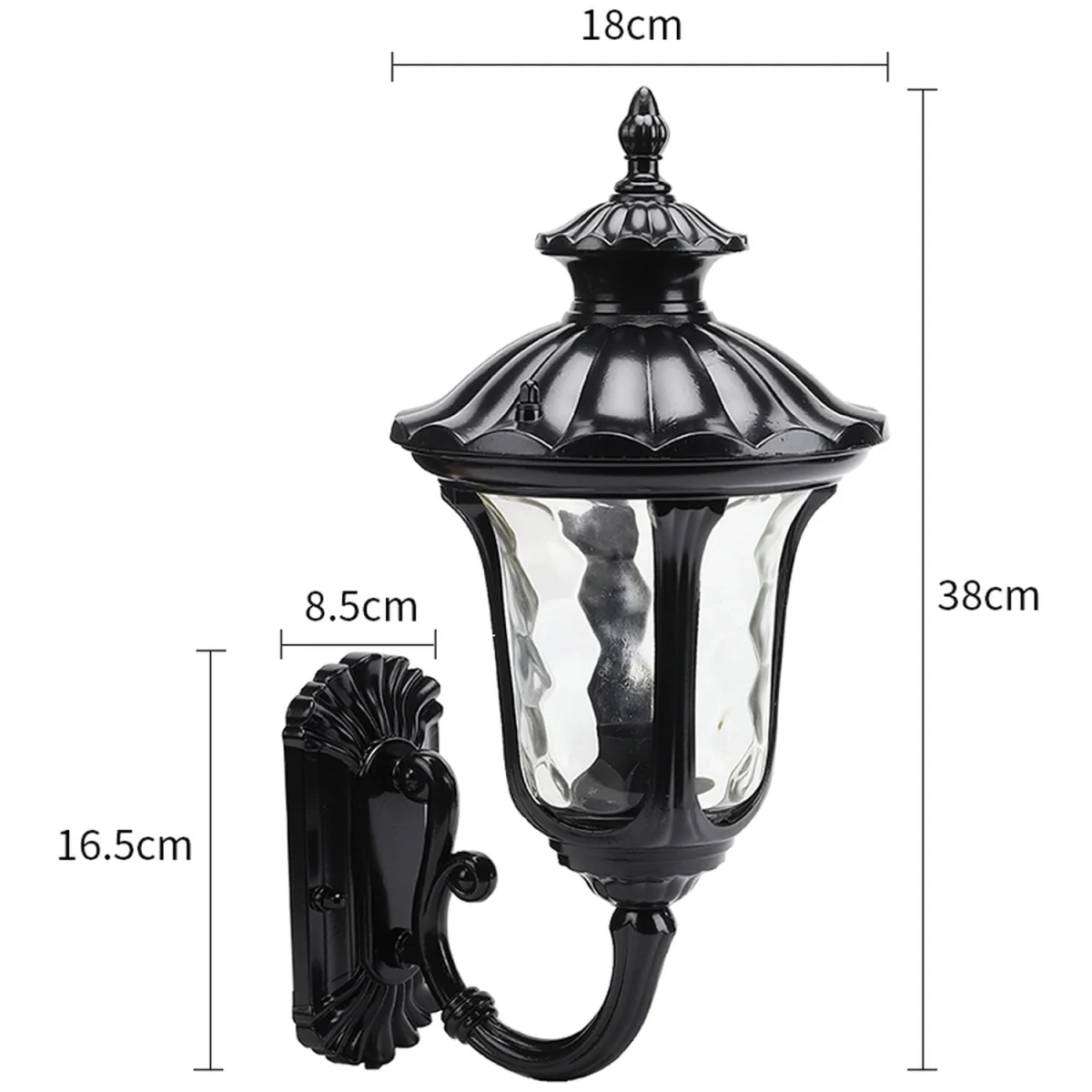 Traditional Textured Outdoor Wall Lantern - Black – image 2
