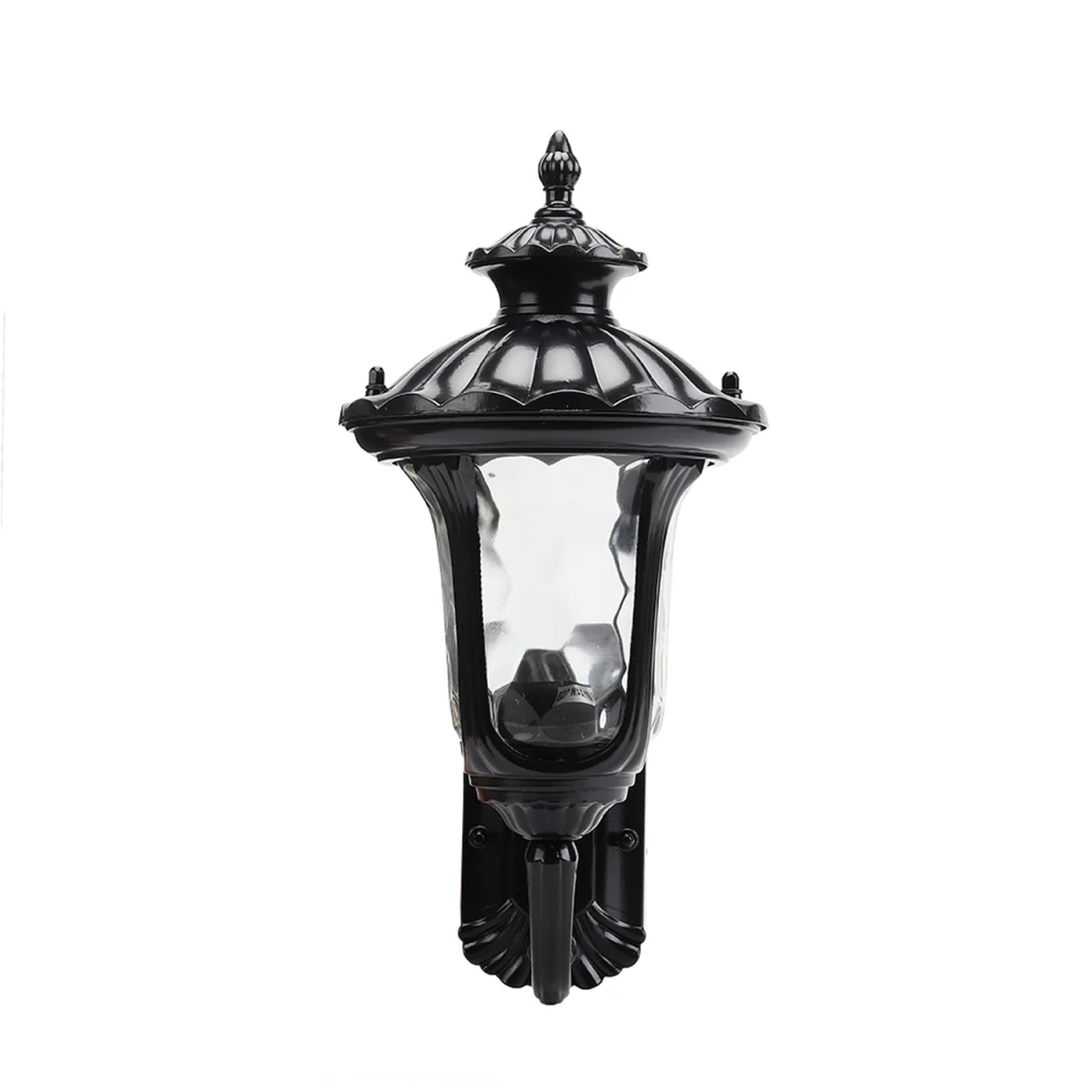 Traditional Textured Outdoor Wall Lantern - Black – image 9