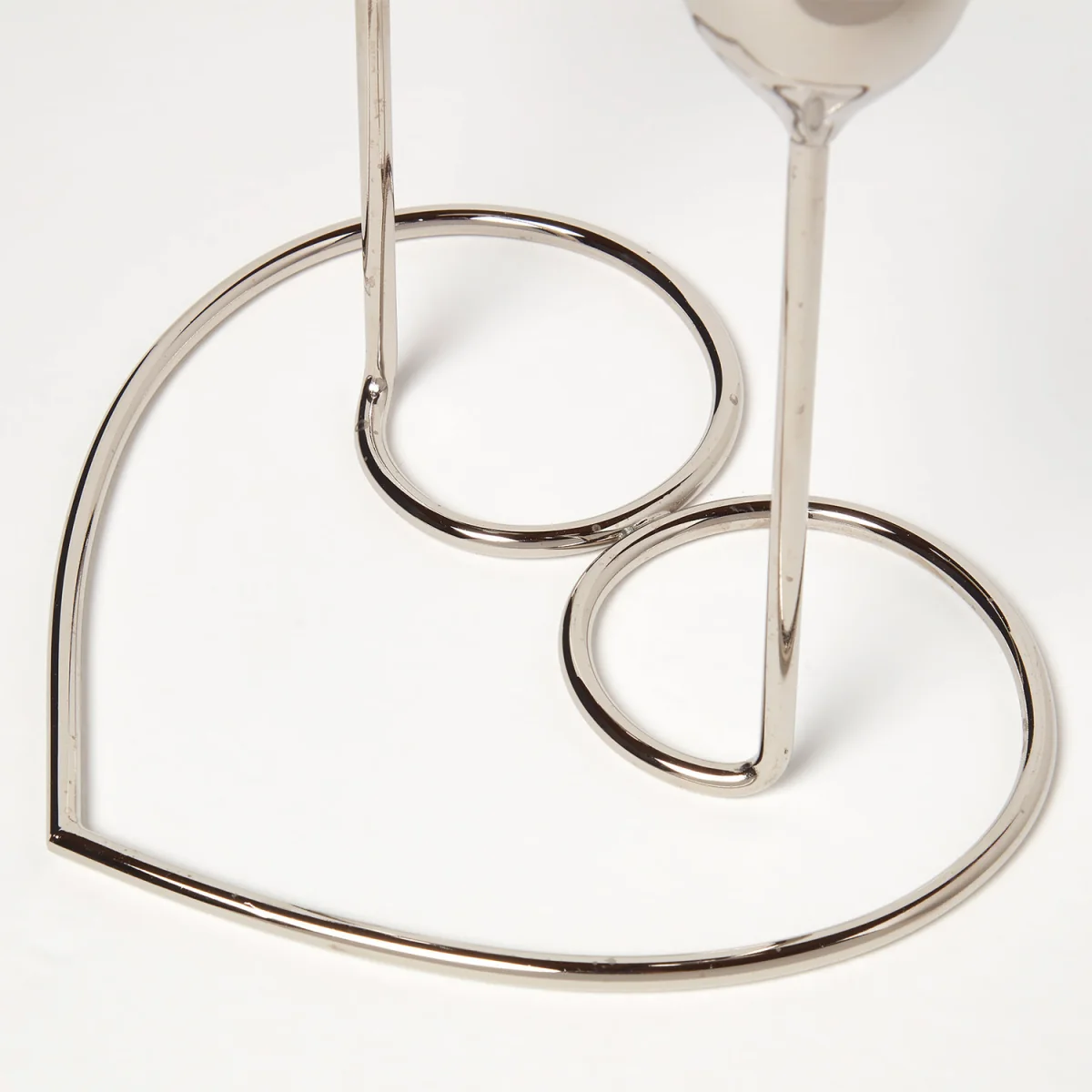 Dual Brass Heart Dinner Candle Holder Polished Silver - Silver – image 3