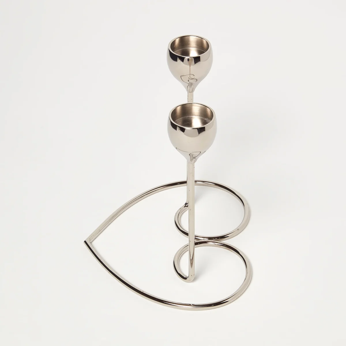 Dual Brass Heart Dinner Candle Holder Polished Silver - Silver – image 4