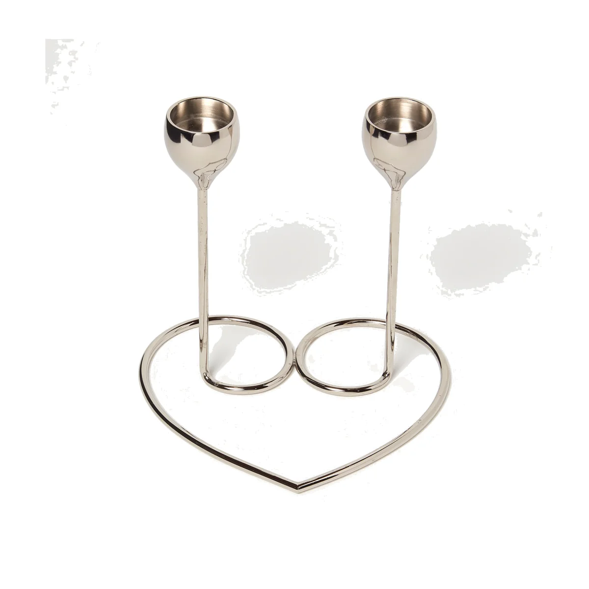 Dual Brass Heart Dinner Candle Holder Polished Silver - Silver – image 1