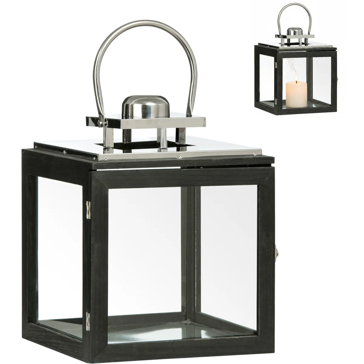 Regents Park Large Stainless Steel Lantern - Black – image 2