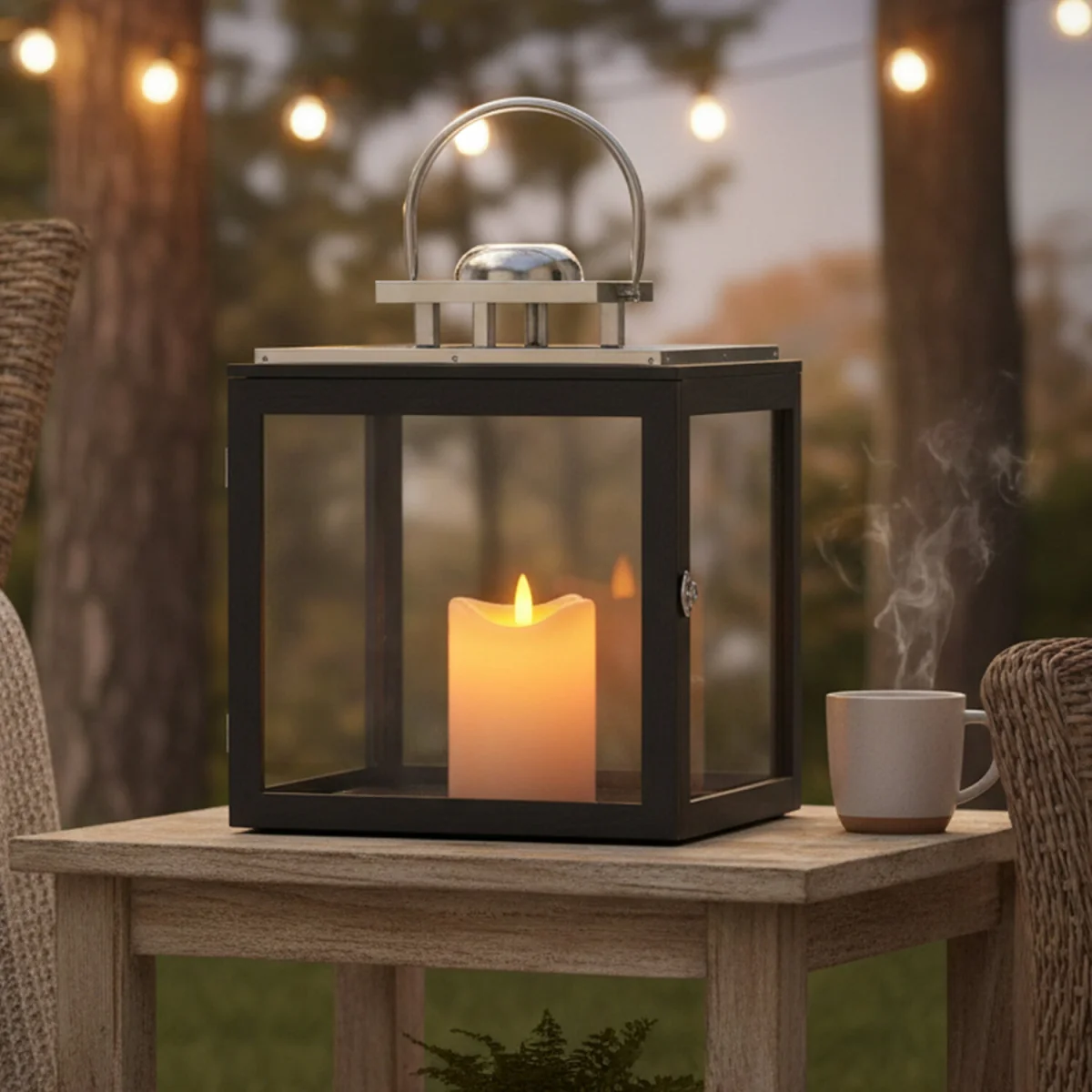 Regents Park Large Stainless Steel Lantern - Black – image 4