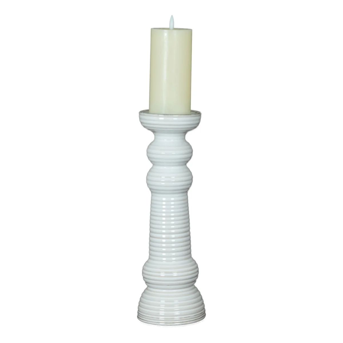 Sile Large Ceramic Pillar Candle Holder Elegant Home Decor - White – image 2