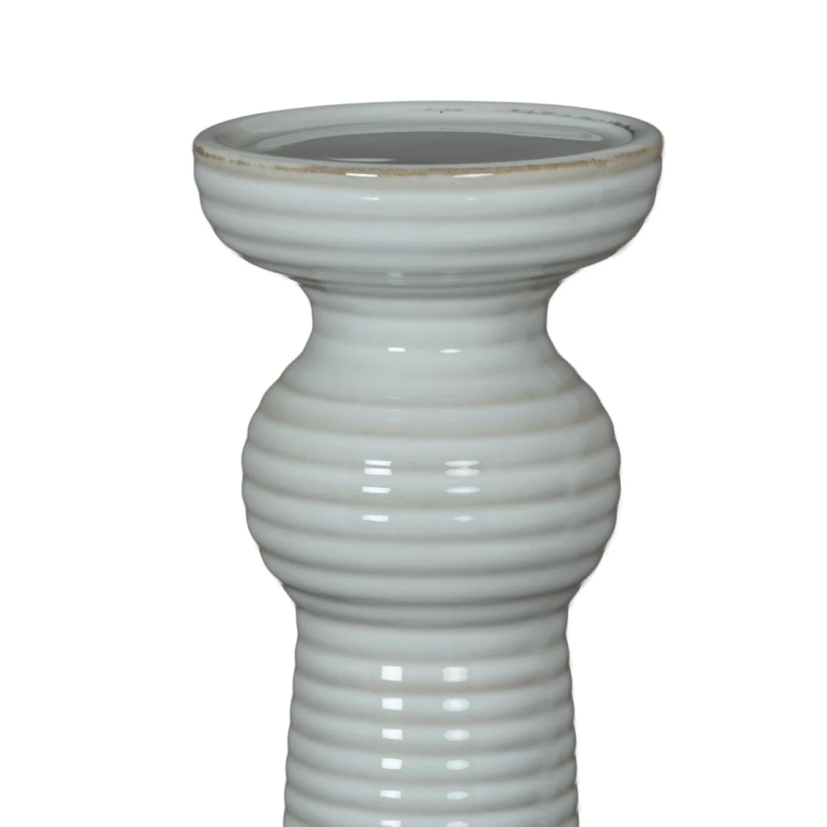 Sile Large Ceramic Pillar Candle Holder Elegant Home Decor - White – image 3