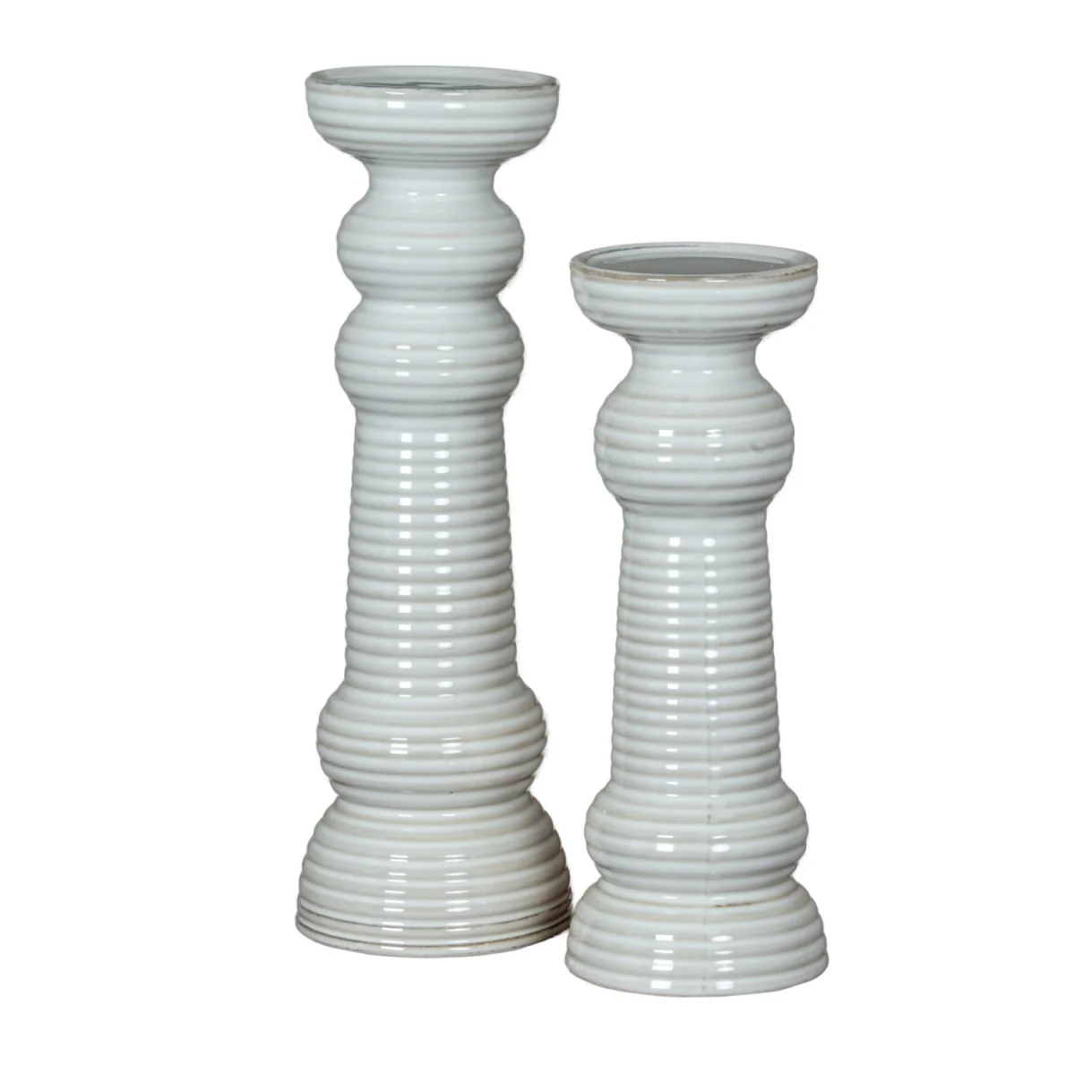 Sile Large Ceramic Pillar Candle Holder Elegant Home Decor - White – image 4
