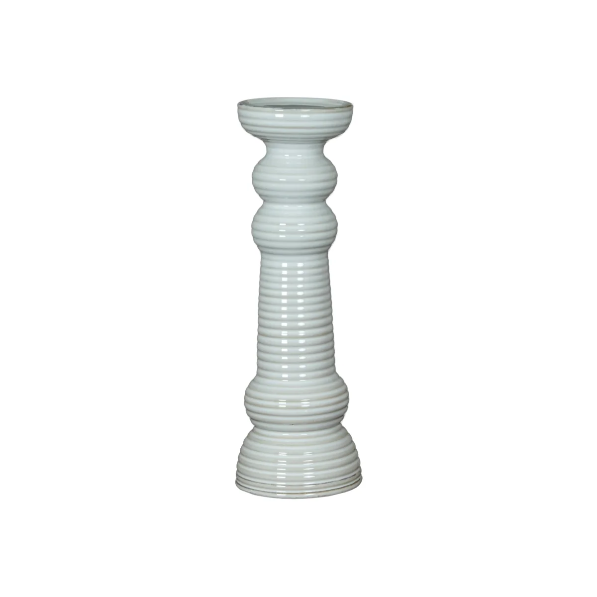 Sile Large Ceramic Pillar Candle Holder Elegant Home Decor - White – image 1