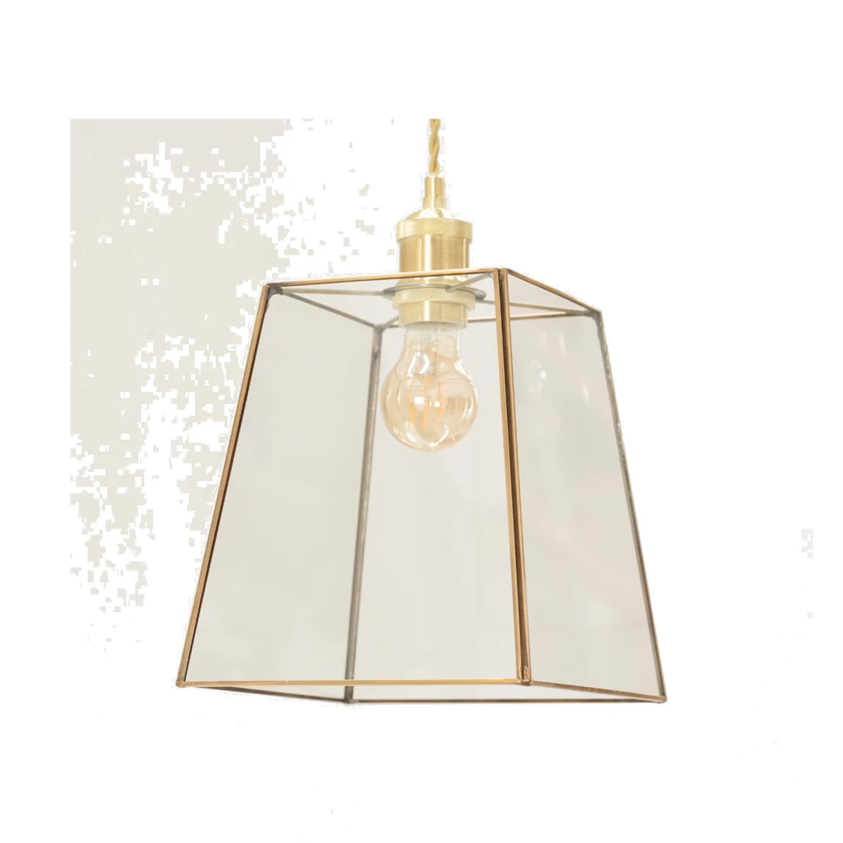 Susie Glass Lantern Easy Fit Light Shade with LED Bulb - Antique Brass