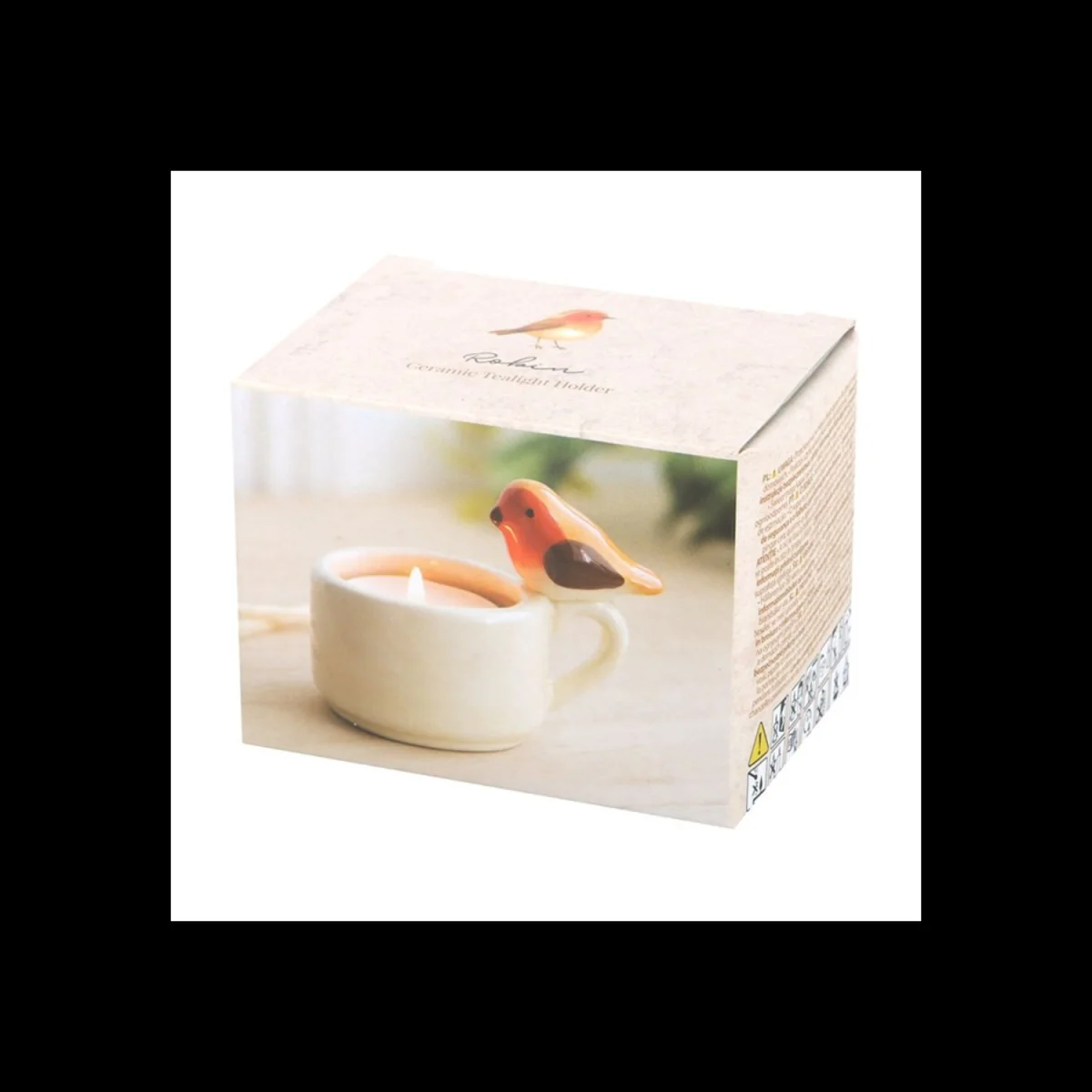 Robin Tealight Holder Ceramic Cup Cream Warm Glow - White – image 2