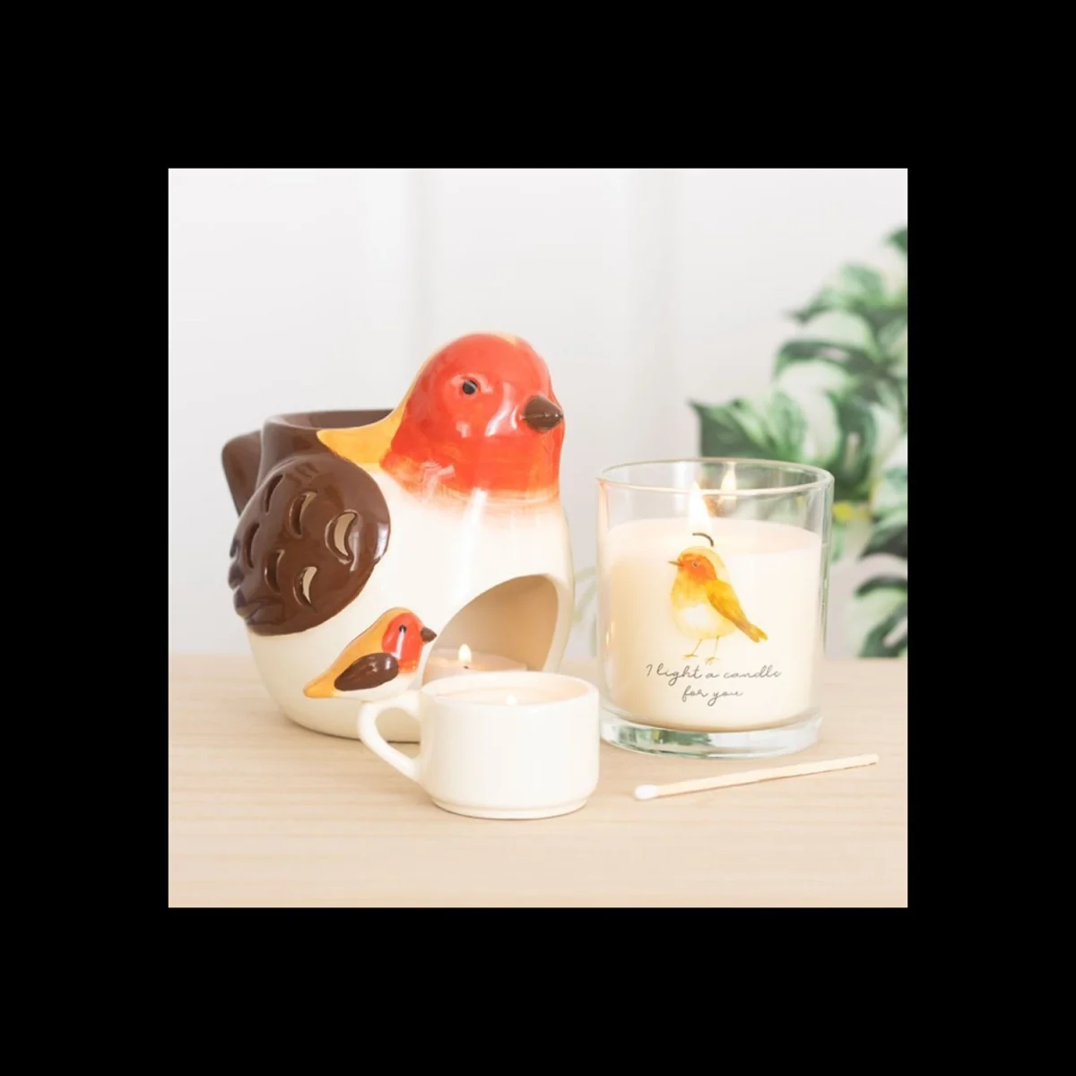 Robin Tealight Holder Ceramic Cup Cream Warm Glow - White – image 5