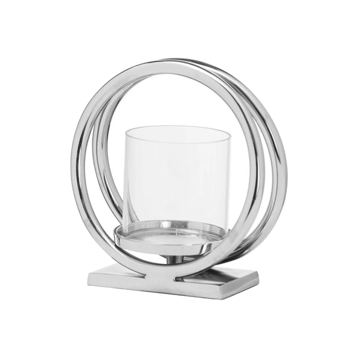 Ohlson Silver Twin loop Candle Holder - Silver