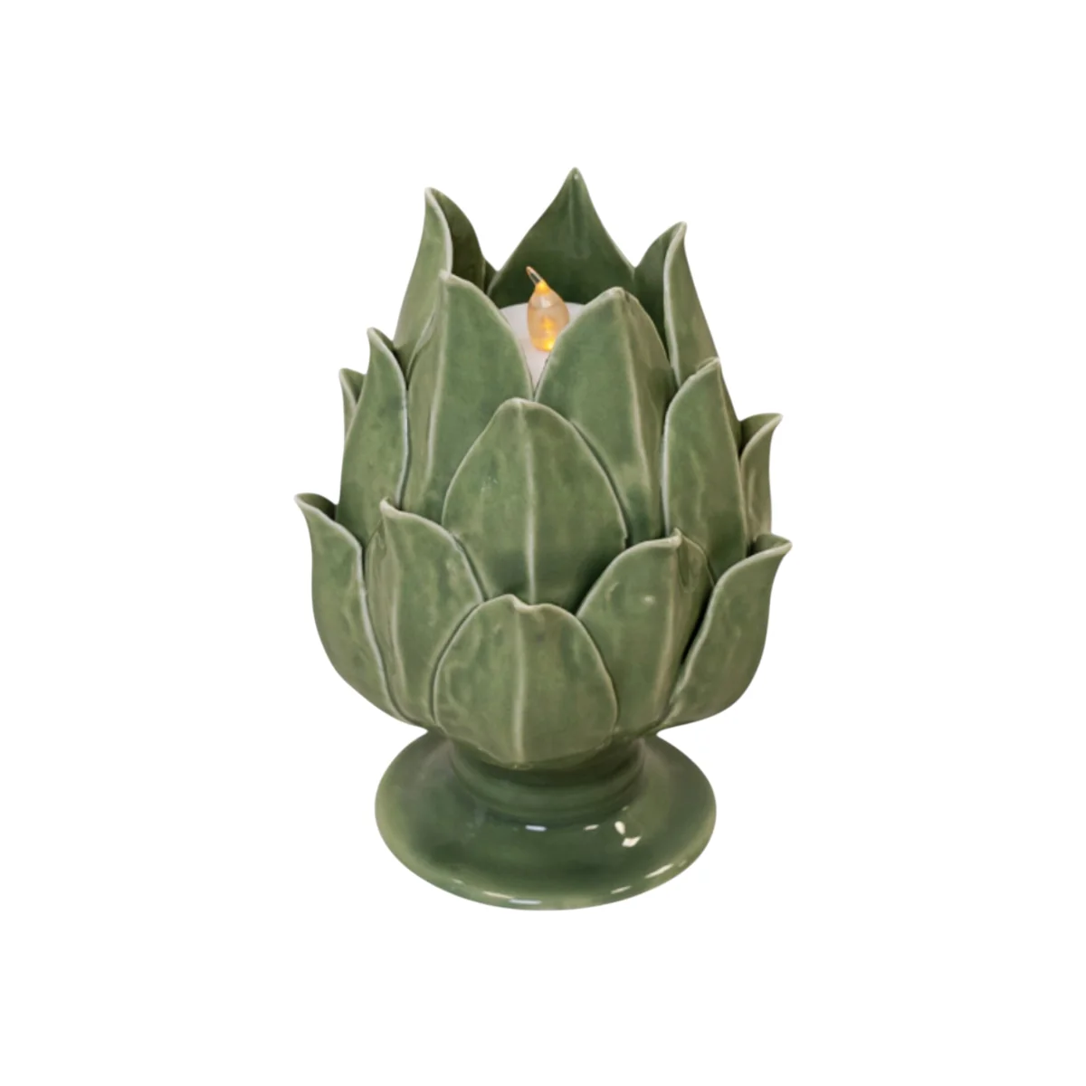 Four Candle Sage Green Ceramic Artichoke Candle Holder - Green – image 1
