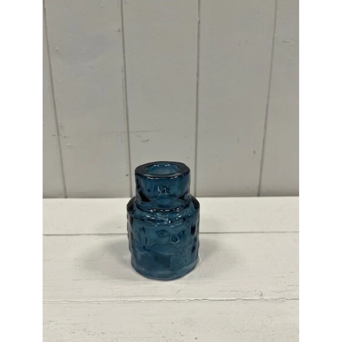 Large Blue Textured Candle Holder - Blue – image 2