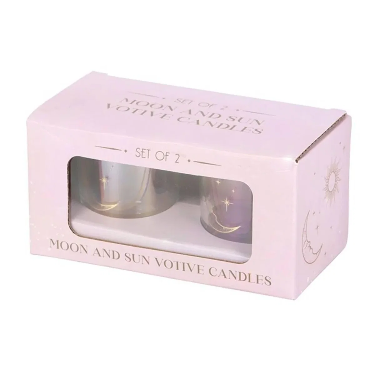 Something Different Iridescent Sun & Moon Face Votive Candle Holder (Pack of 2) - Gold/Clear – image 2