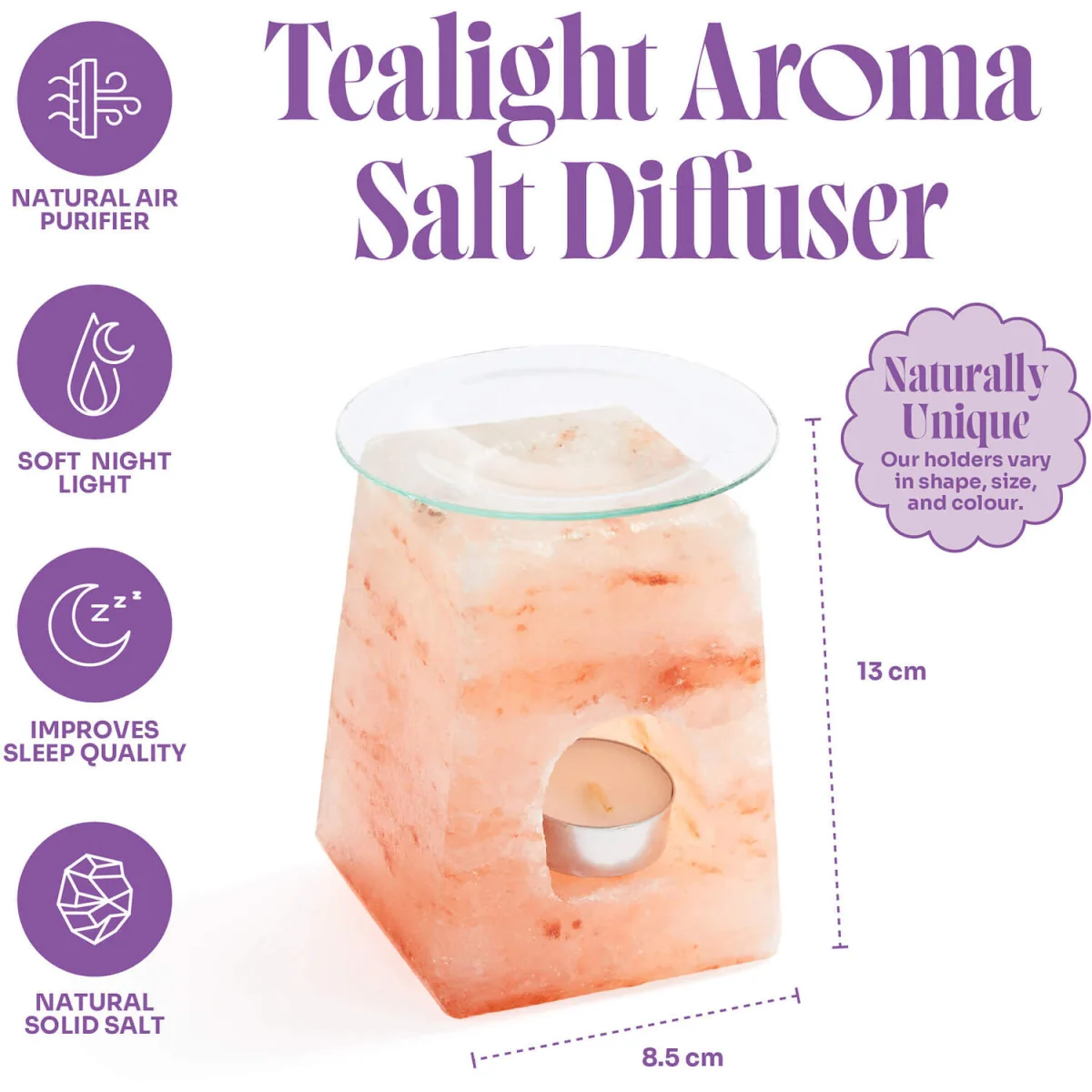Myga Himalayan Salt Tealight Holder - Aroma Diffuser - Himalayan Pink Salt – image 5