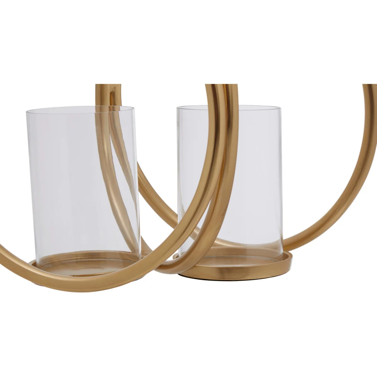 Aura Medium Gold Finish Double Candle Holder - Clear, Gold – image 3
