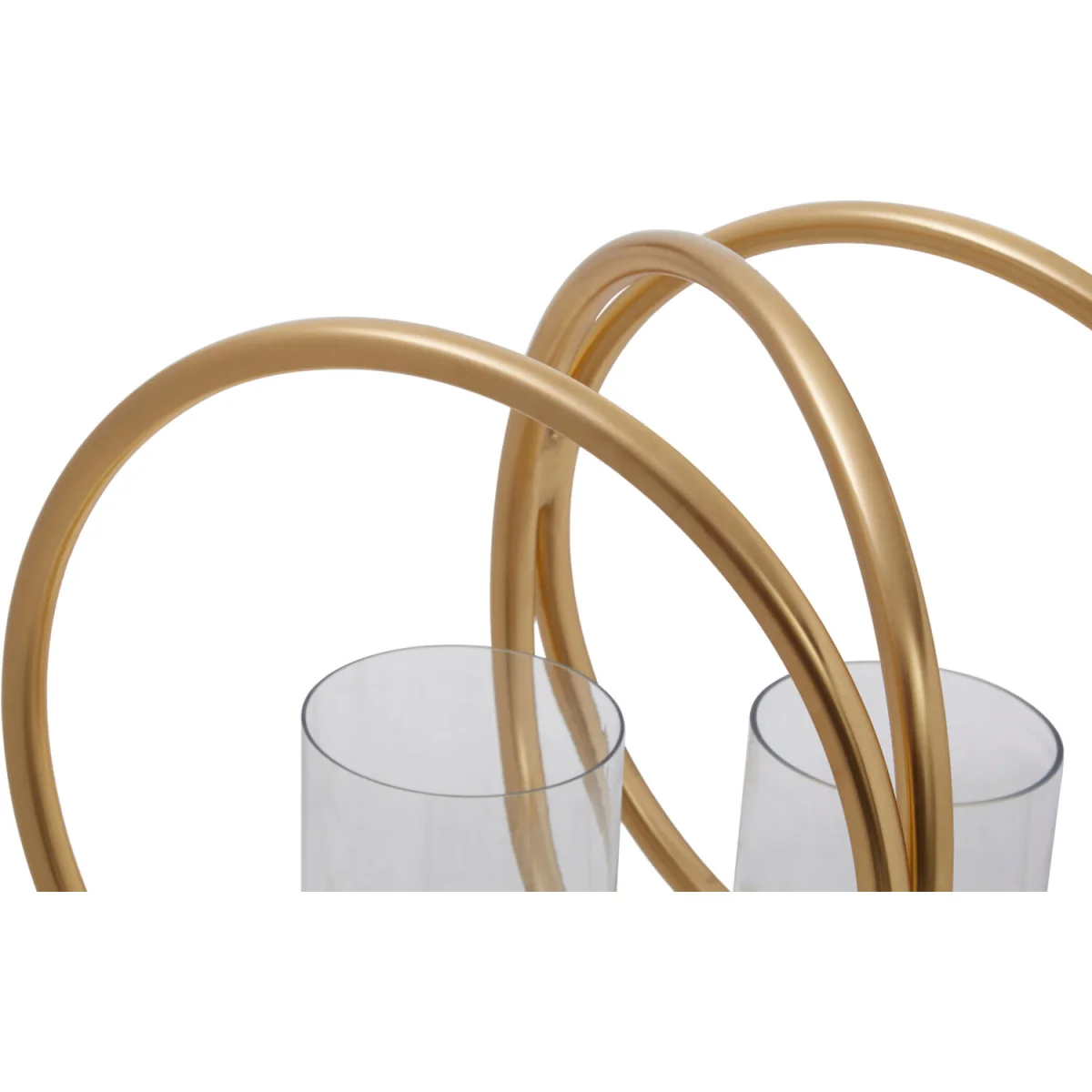 Aura Medium Gold Finish Double Candle Holder - Clear, Gold – image 4