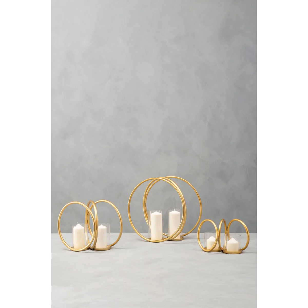 Aura Medium Gold Finish Double Candle Holder - Clear, Gold – image 5