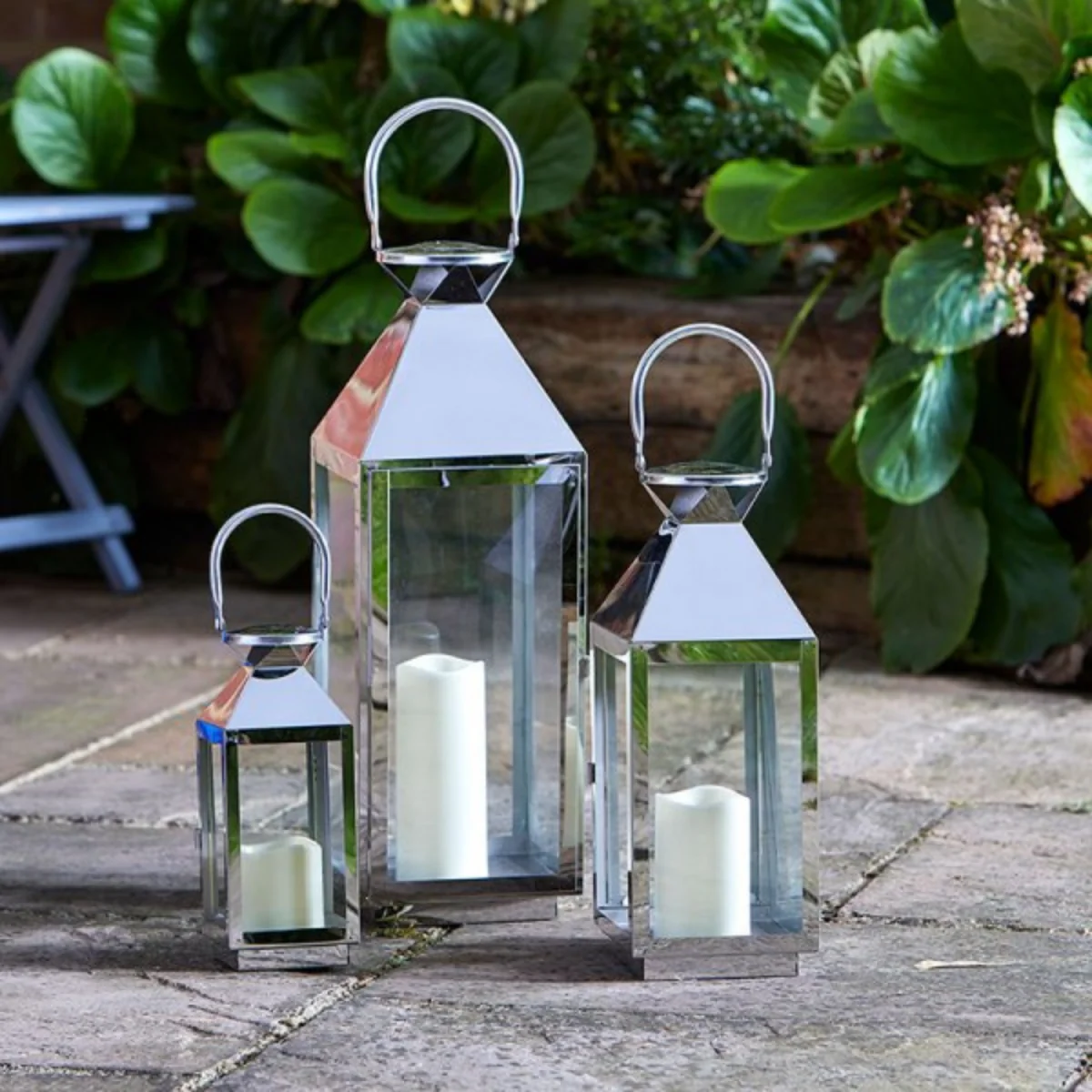 Set of 3 Stockholm Stainless Steel Candle Lanterns - Silver – image 2
