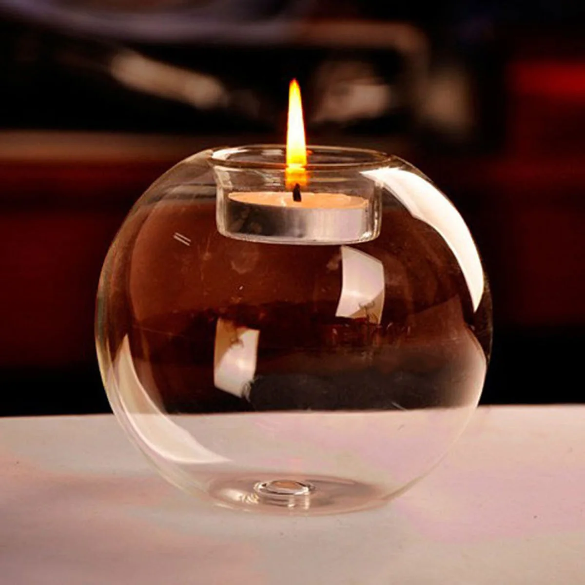 6PCS Round Glass Ball Clear Tealight Candle Holder Wedding Party Decor Dia 8cm - transparent – image 2