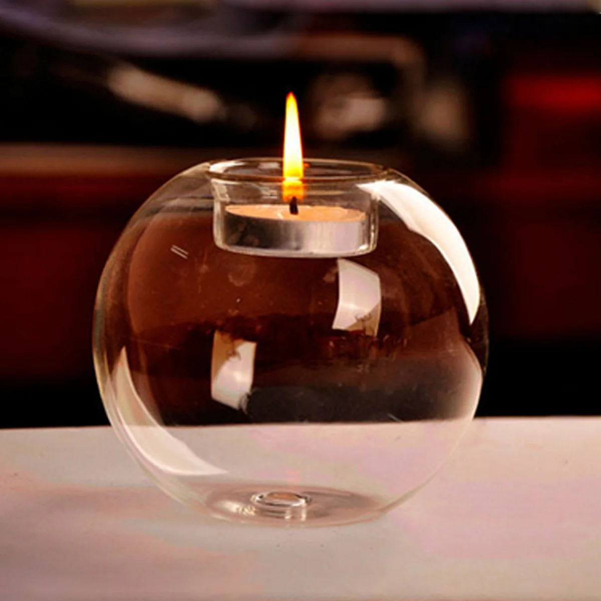 6PCS Round Glass Ball Clear Tealight Candle Holder Wedding Party Decor Dia 8cm - transparent – image 3