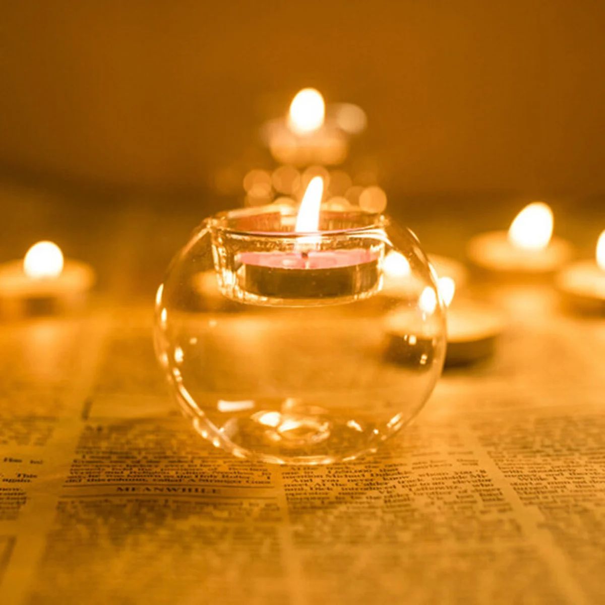 6PCS Round Glass Ball Clear Tealight Candle Holder Wedding Party Decor Dia 8cm - transparent – image 7