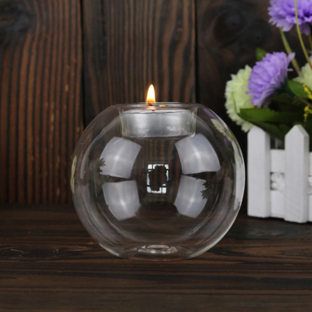 6PCS Round Glass Ball Clear Tealight Candle Holder Wedding Party Decor Dia 8cm - transparent – image 8
