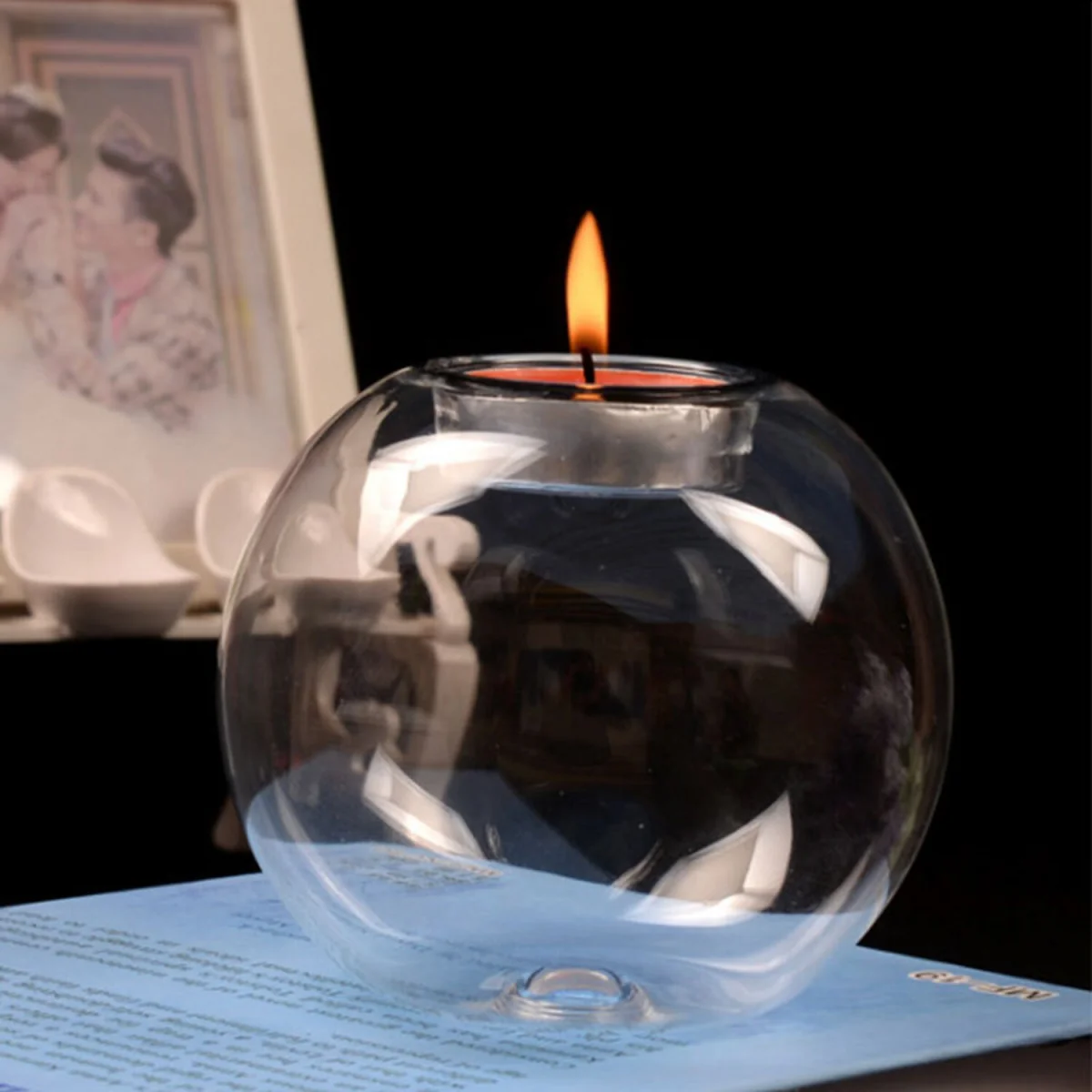 6PCS Round Glass Ball Clear Tealight Candle Holder Wedding Party Decor Dia 8cm - transparent – image 9