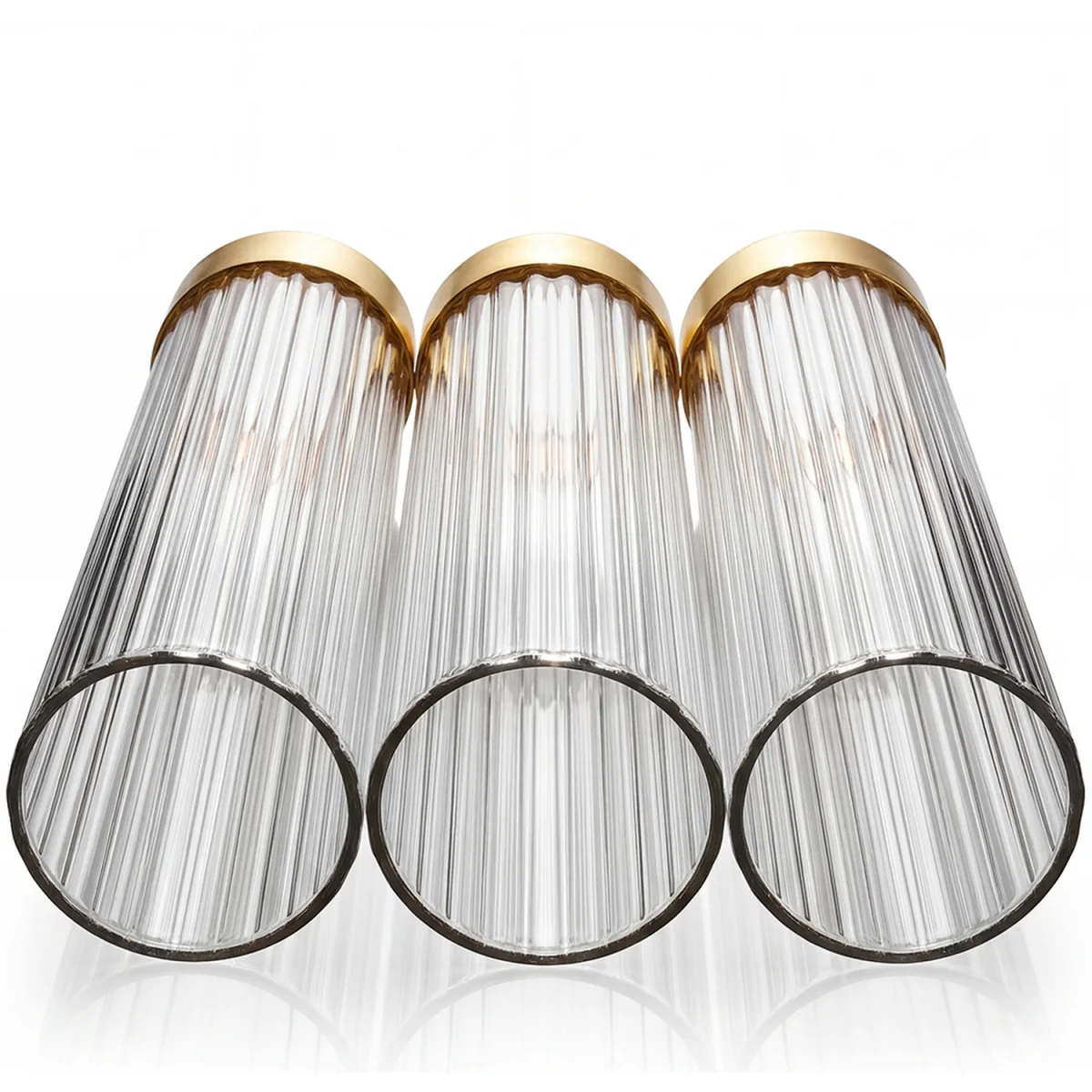 Candle Holder Gold Metal Glass Tube Candlestick Holders Set of 3 Decor - Yellow – image 2