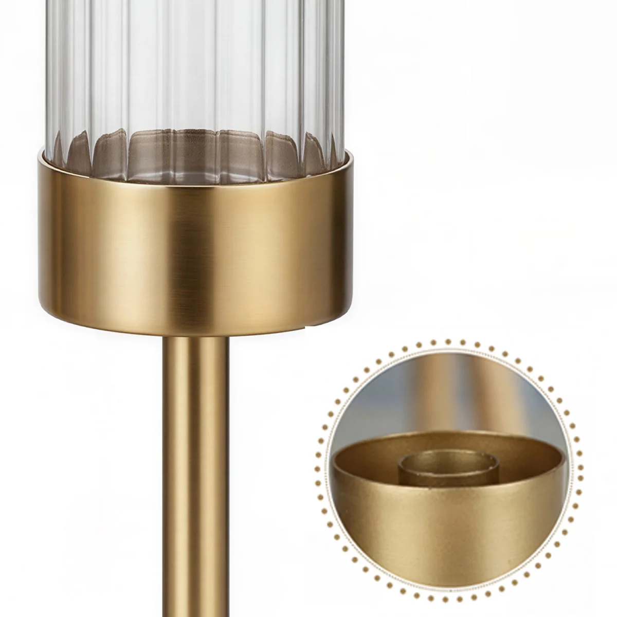 Candle Holder Gold Metal Glass Tube Candlestick Holders Set of 3 Decor - Yellow – image 3