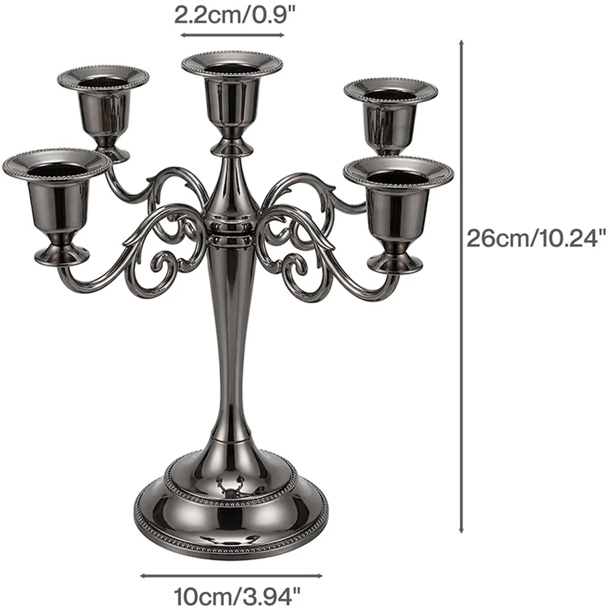 Candle Holder 5 Metal Candelabra Black Candlestick Stand Centerpiece - Black – image 3