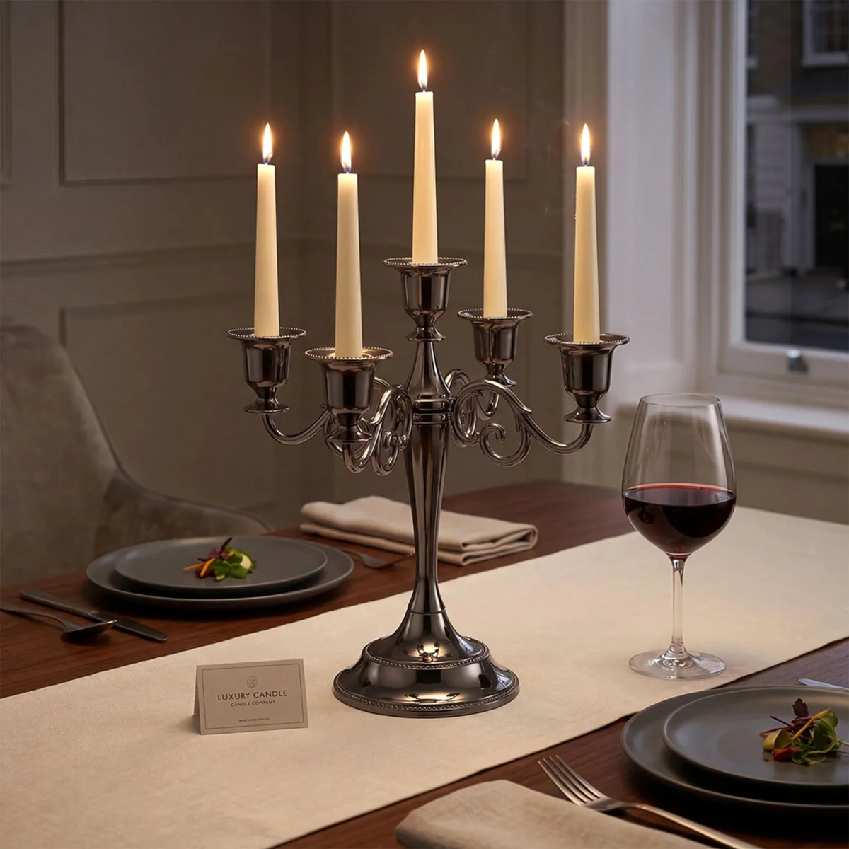 Candle Holder 5 Metal Candelabra Black Candlestick Stand Centerpiece - Black – image 4
