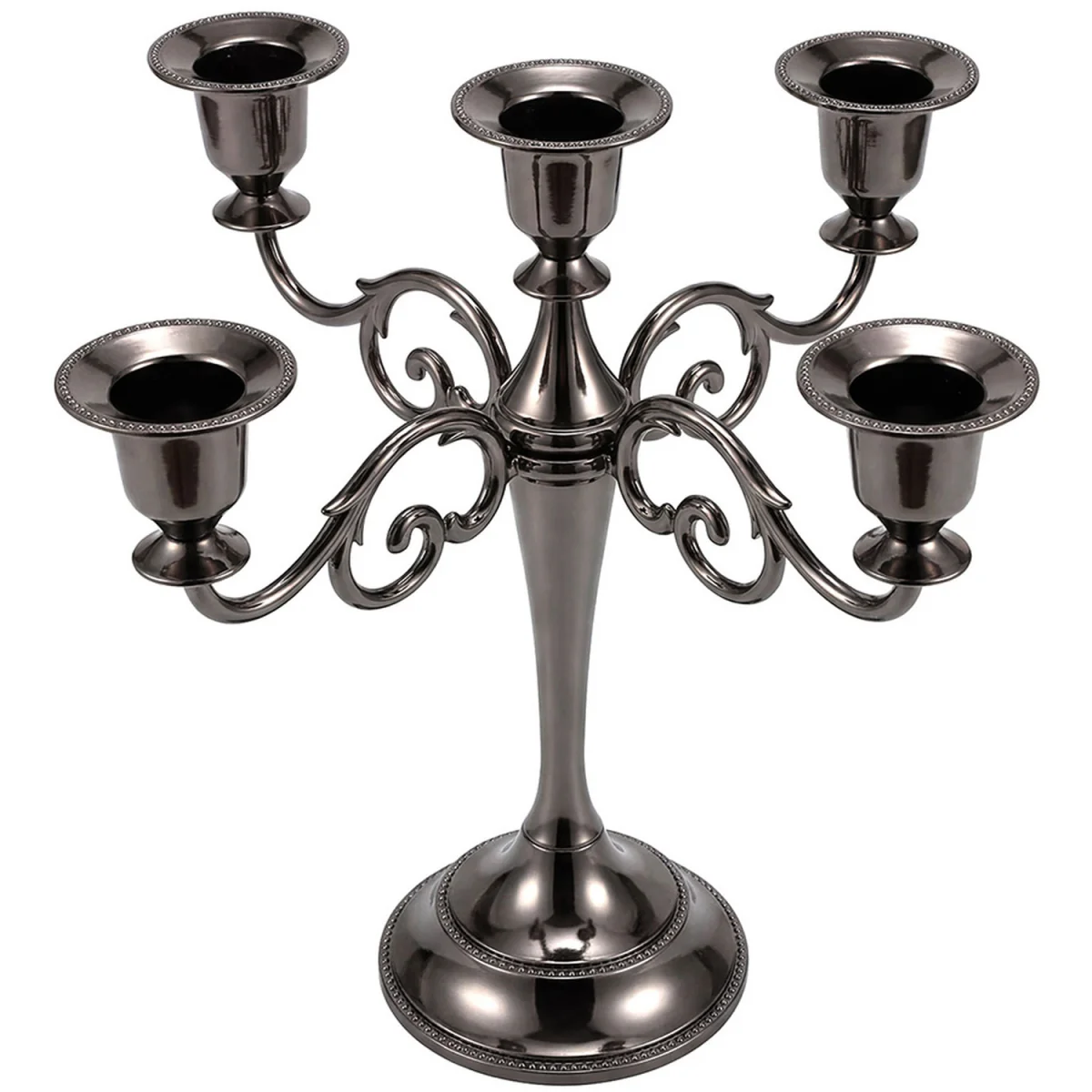 Candle Holder 5 Metal Candelabra Black Candlestick Stand Centerpiece - Black – image 6